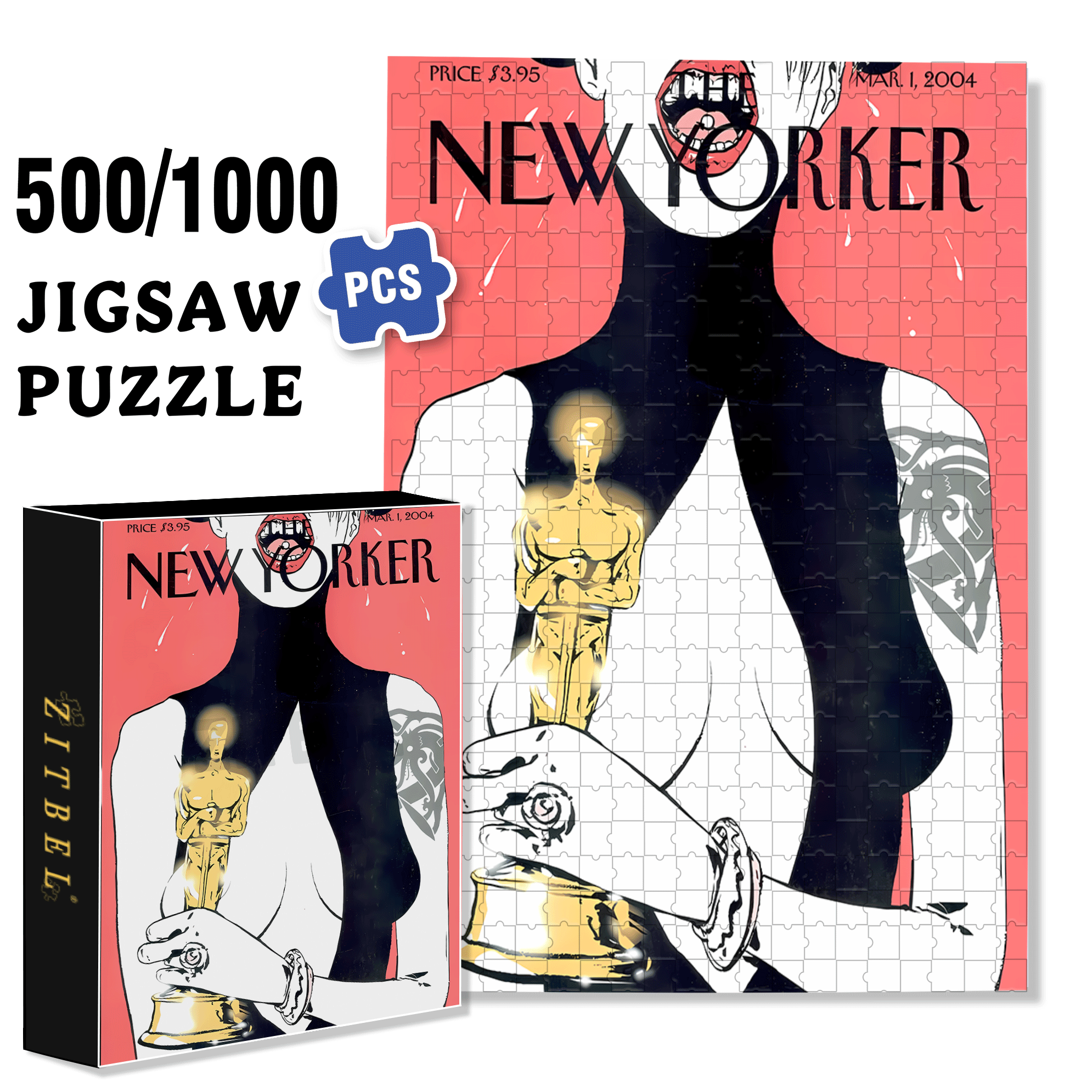 Oscar 500pcs/1000pcs Jigsaw Puzzle, Scratch-Resistant, Interactive Family Game & Brain-Boosting DIY Decor, Perfect for Halloween, Christmas & New Year Gifts, Family Puzzle Game
