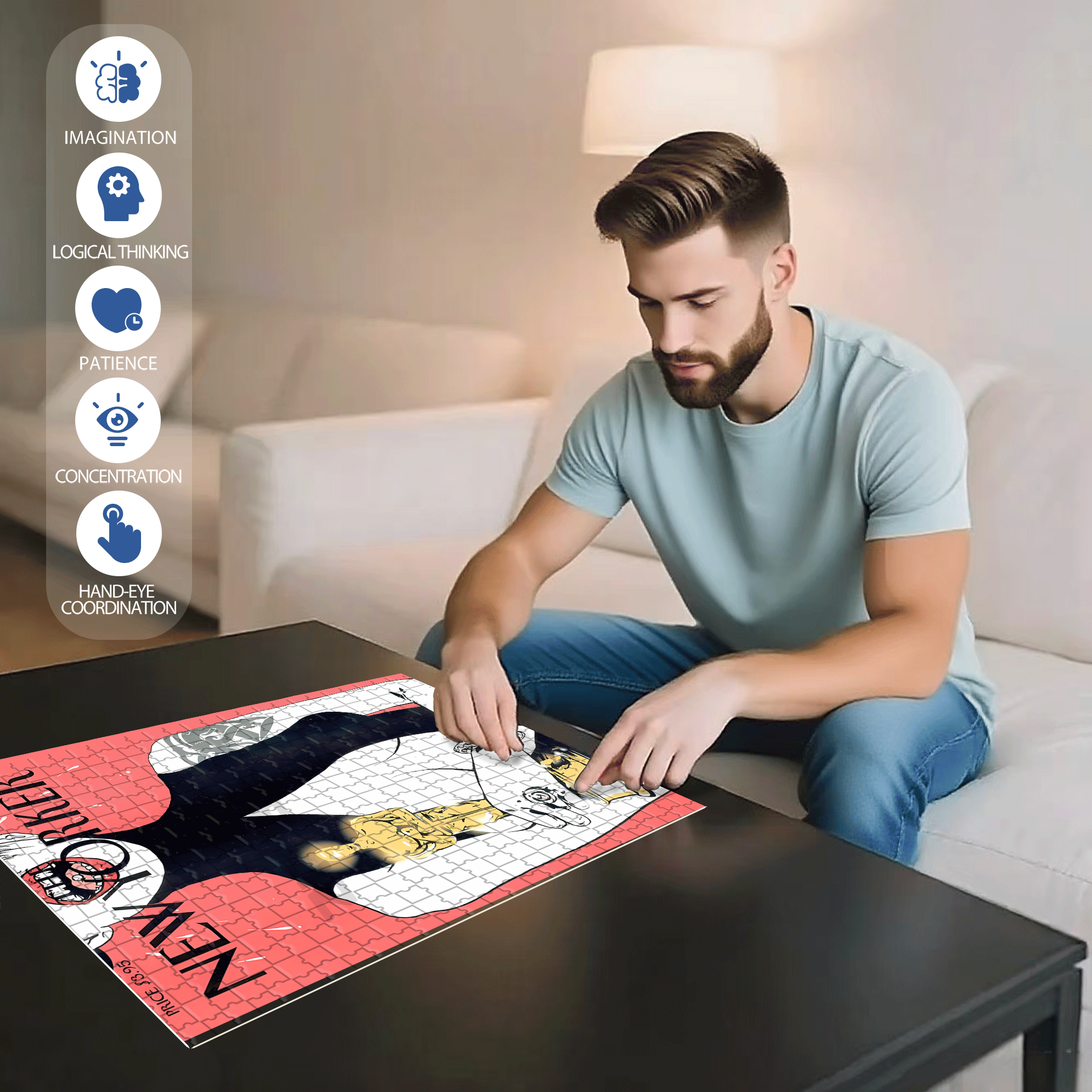 Oscar 500pcs/1000pcs Jigsaw Puzzle, Scratch-Resistant, Interactive Family Game & Brain-Boosting DIY Decor, Perfect for Halloween, Christmas & New Year Gifts, Family Puzzle Game