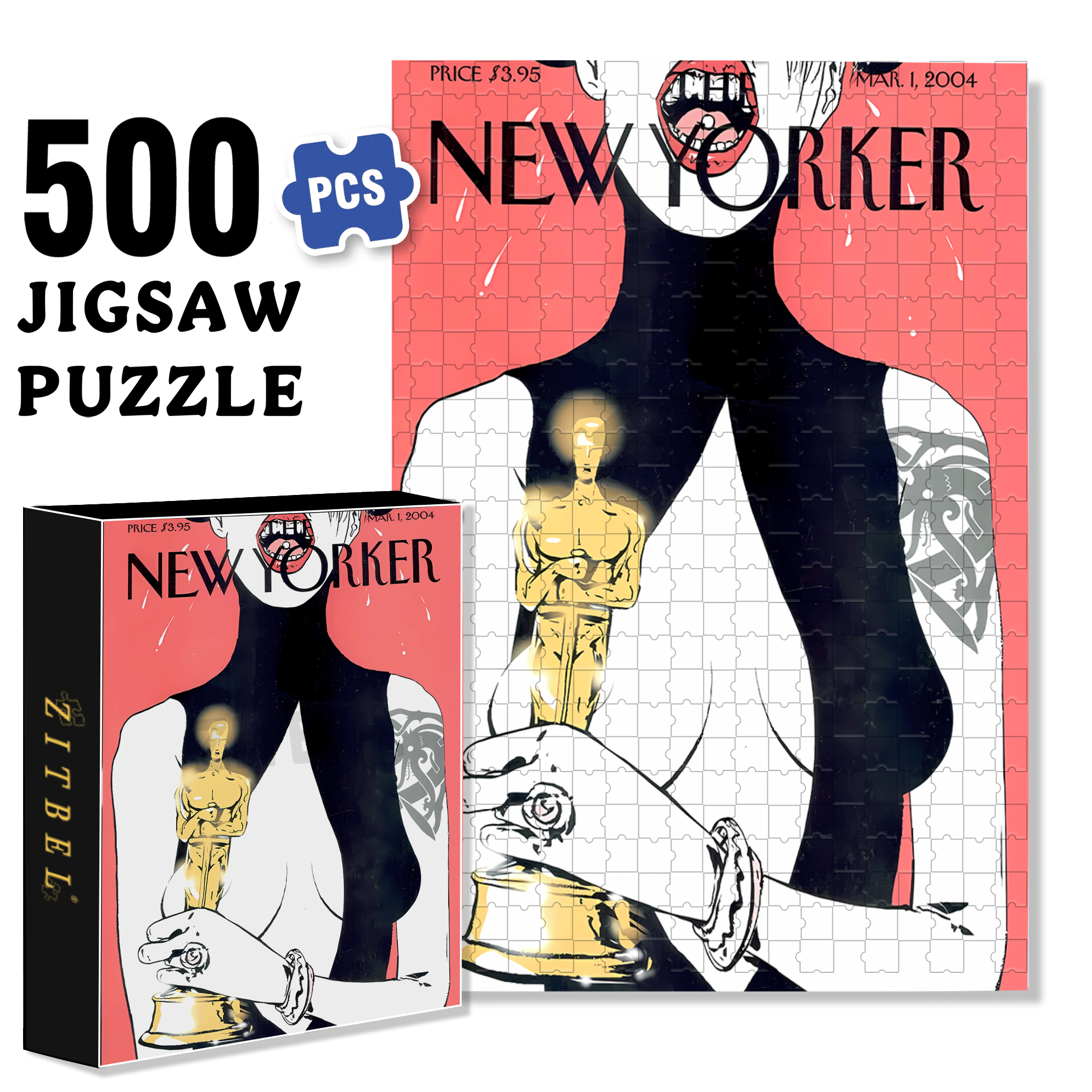Oscar 500pcs/1000pcs Jigsaw Puzzle, Scratch-Resistant, Interactive Family Game & Brain-Boosting DIY Decor, Perfect for Halloween, Christmas & New Year Gifts, Family Puzzle Game