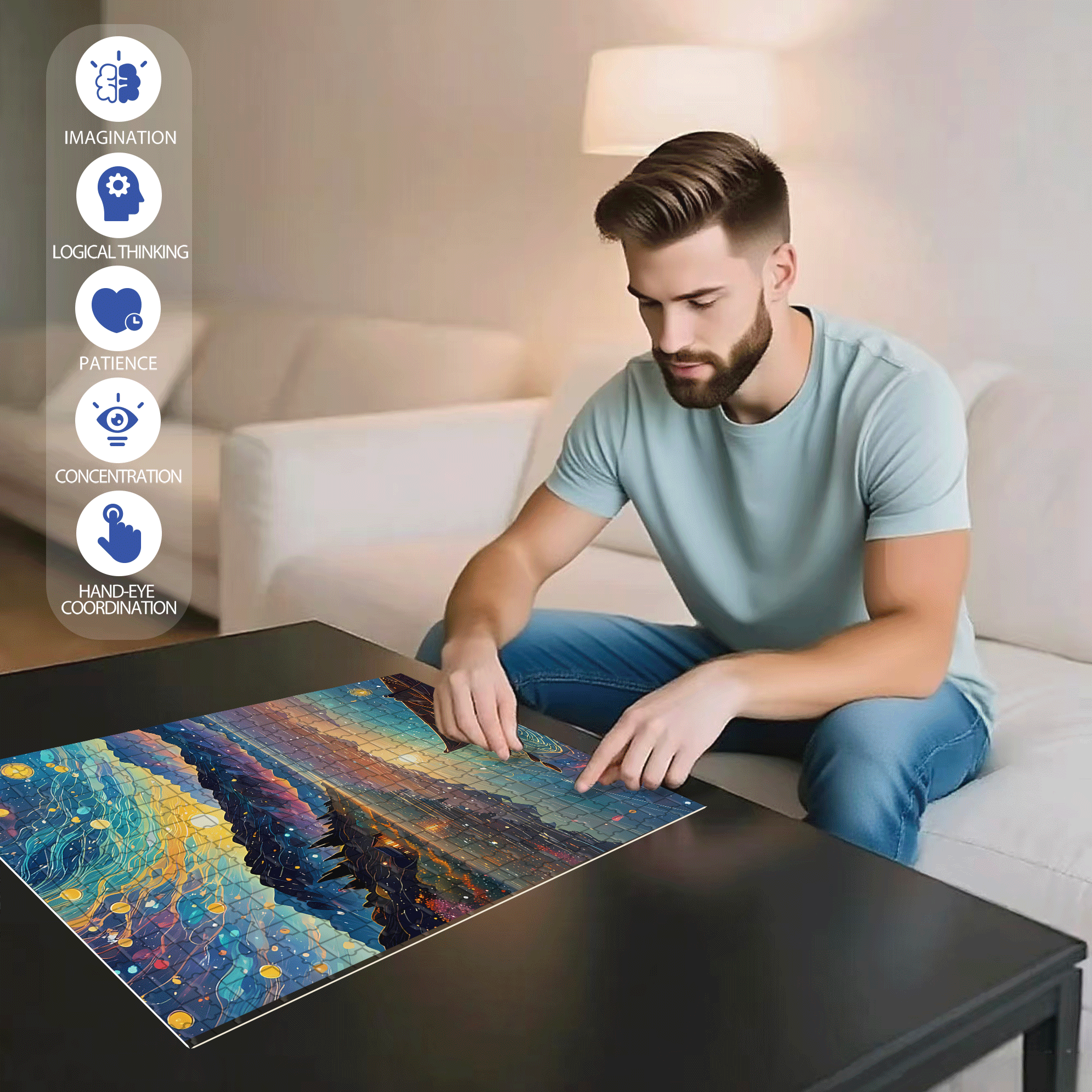 Paradise On Earth 500pcs/1000pcs Jigsaw Puzzle, Scratch-Resistant, Interactive Family Game & Brain-Boosting DIY Decor, Perfect for Halloween, Christmas & New Year Gifts, Family Puzzle Game