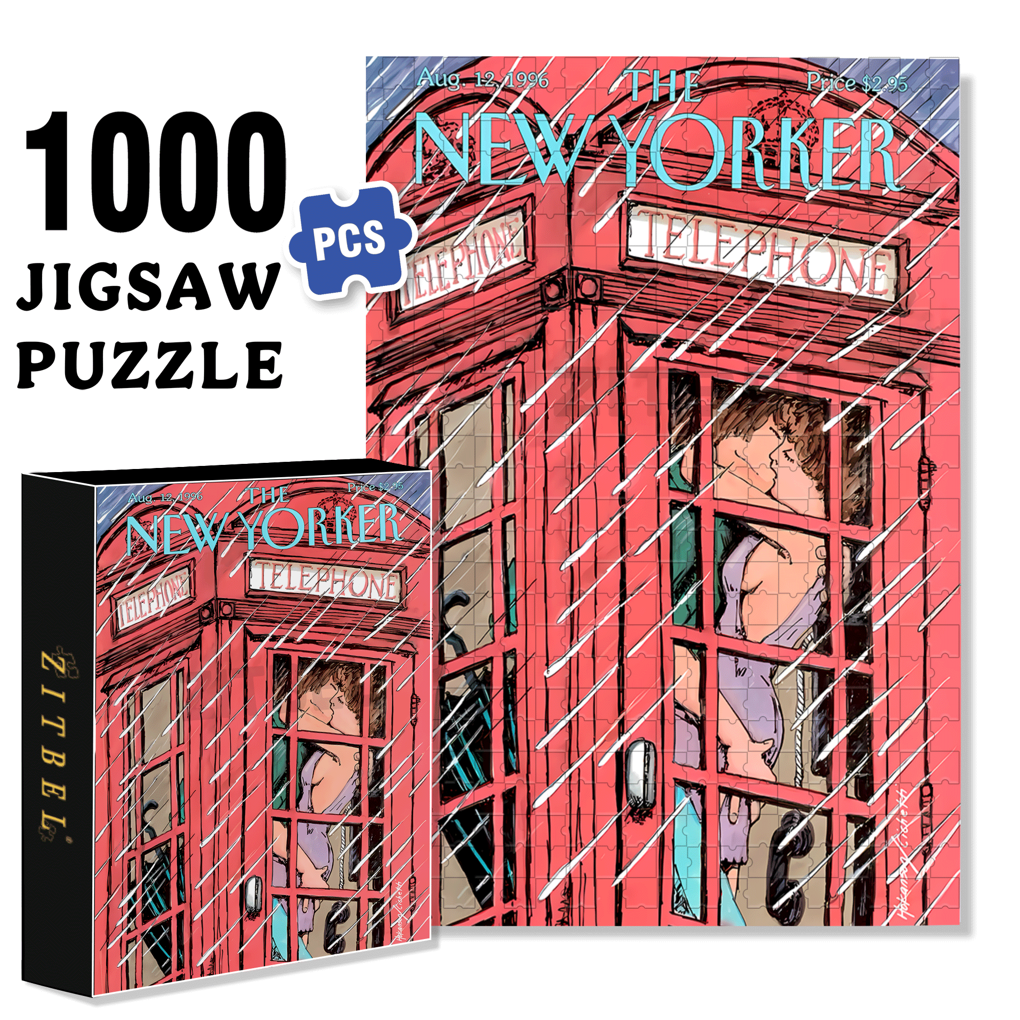 Phone Booth Romance 500pcs/1000pcs Jigsaw Puzzle, Scratch-Resistant, Interactive Family Game & Brain-Boosting DIY Decor, Perfect for Halloween, Christmas & New Year Gifts, Family Puzzle Game