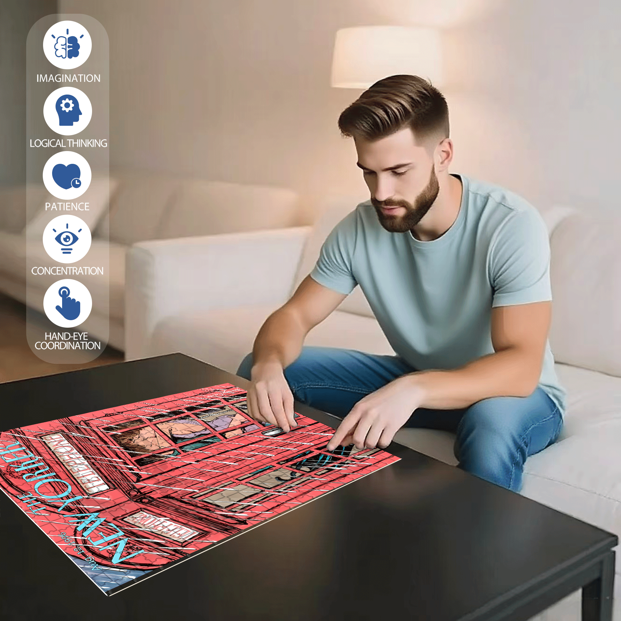 Phone Booth Romance 500pcs/1000pcs Jigsaw Puzzle, Scratch-Resistant, Interactive Family Game & Brain-Boosting DIY Decor, Perfect for Halloween, Christmas & New Year Gifts, Family Puzzle Game