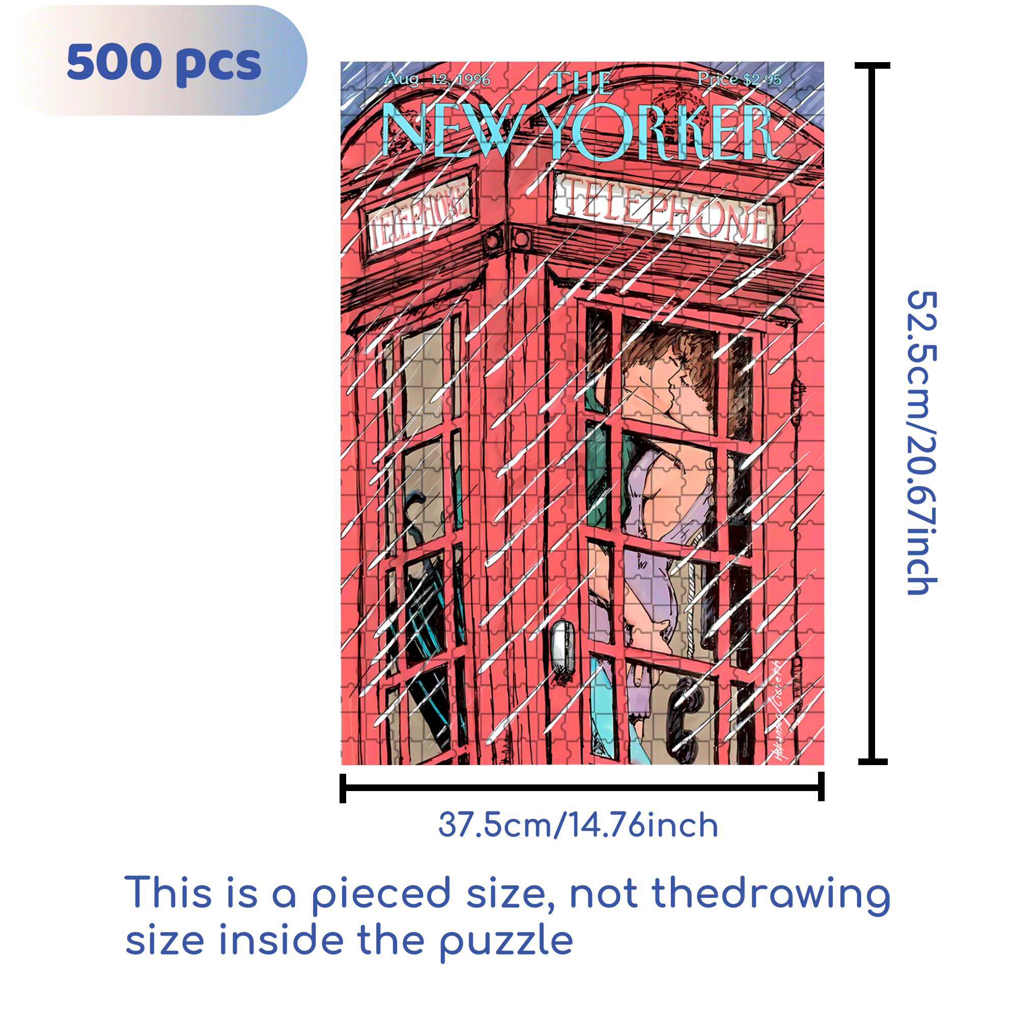 Phone Booth Romance 500pcs/1000pcs Jigsaw Puzzle, Scratch-Resistant, Interactive Family Game & Brain-Boosting DIY Decor, Perfect for Halloween, Christmas & New Year Gifts, Family Puzzle Game