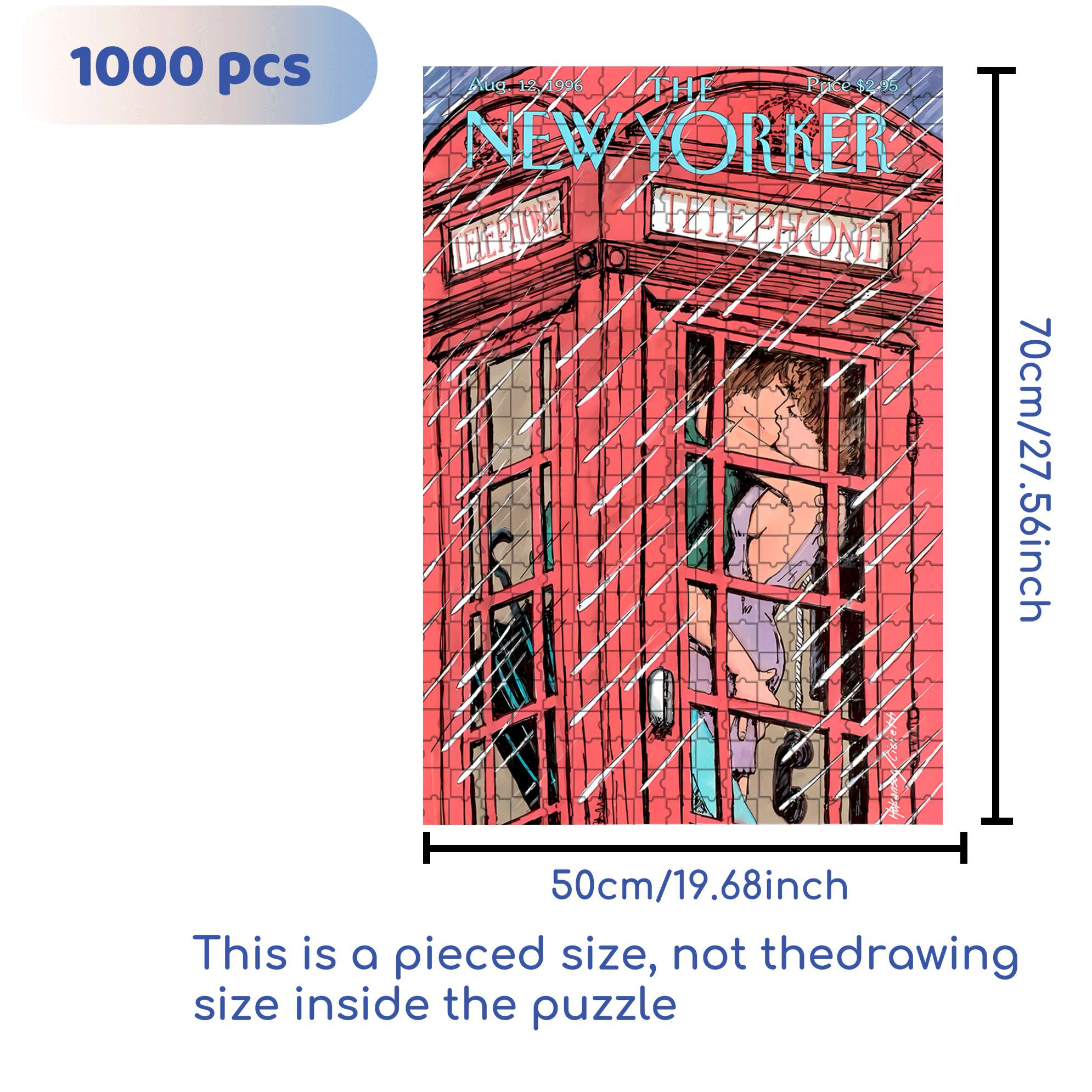 Phone Booth Romance 500pcs/1000pcs Jigsaw Puzzle, Scratch-Resistant, Interactive Family Game & Brain-Boosting DIY Decor, Perfect for Halloween, Christmas & New Year Gifts, Family Puzzle Game