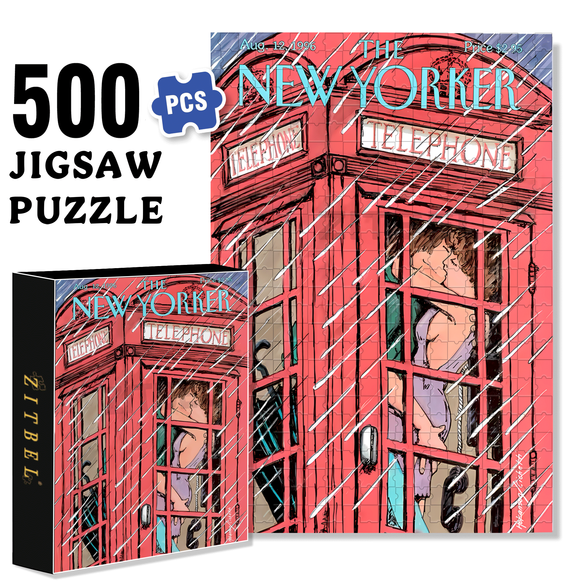 Phone Booth Romance 500pcs/1000pcs Jigsaw Puzzle, Scratch-Resistant, Interactive Family Game & Brain-Boosting DIY Decor, Perfect for Halloween, Christmas & New Year Gifts, Family Puzzle Game