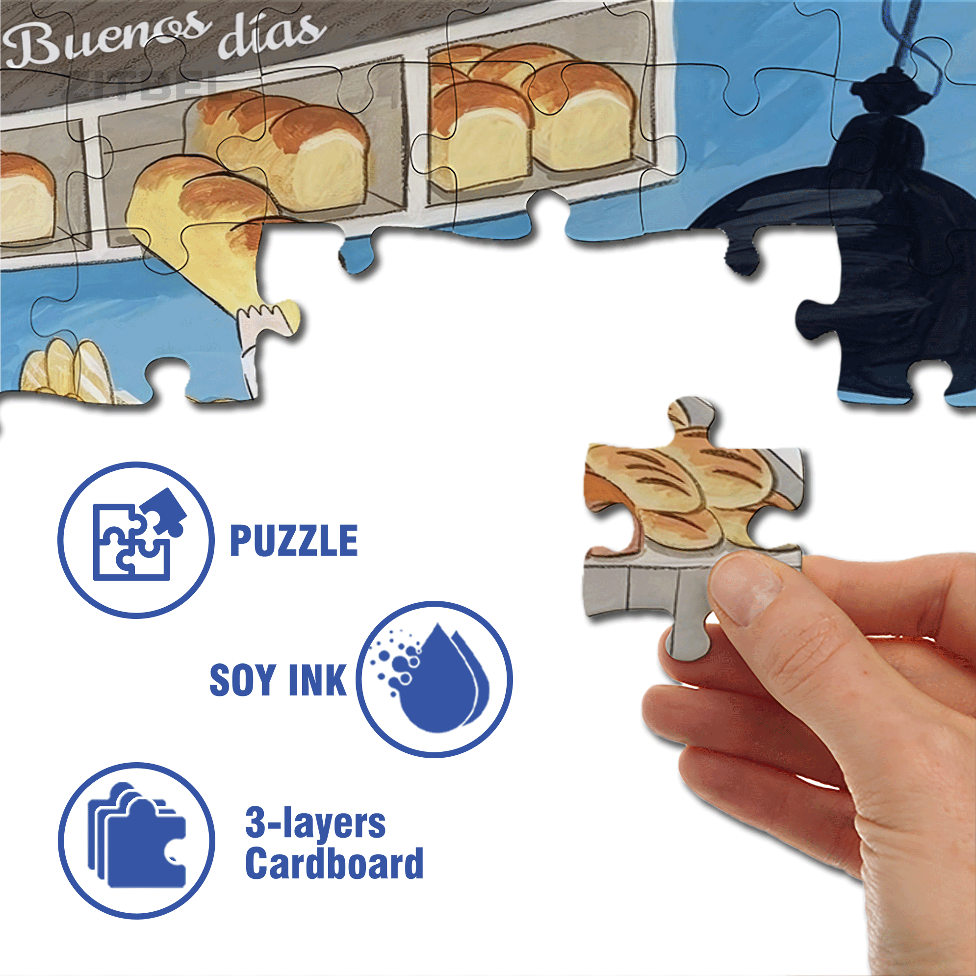 Pillow Bread 500pcs/1000pcs Jigsaw Puzzle, Scratch-Resistant, Interactive Family Game & Brain-Boosting DIY Decor, Perfect for Halloween, Christmas & New Year Gifts, Family Puzzle Game
