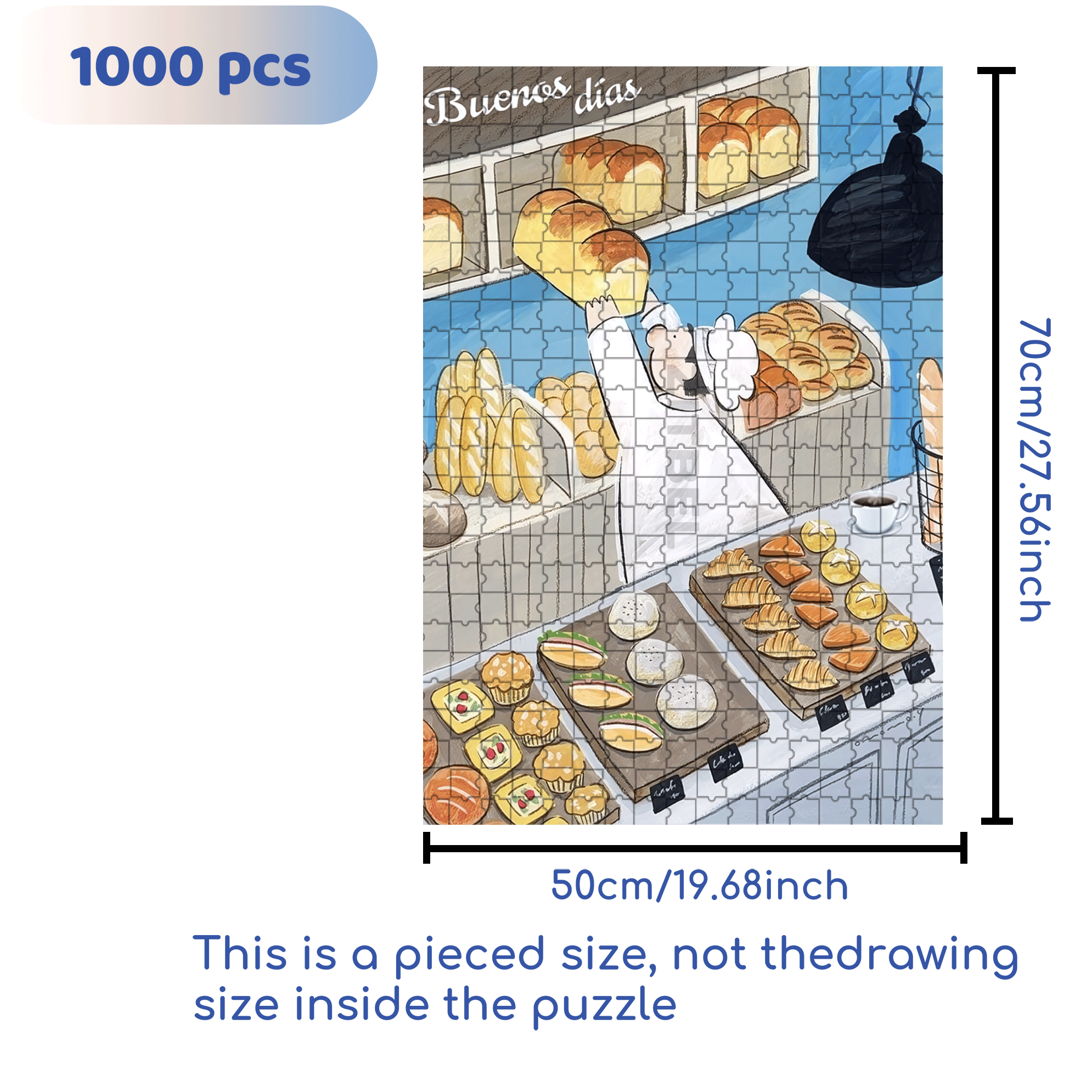 Pillow Bread 500pcs/1000pcs Jigsaw Puzzle, Scratch-Resistant, Interactive Family Game & Brain-Boosting DIY Decor, Perfect for Halloween, Christmas & New Year Gifts, Family Puzzle Game