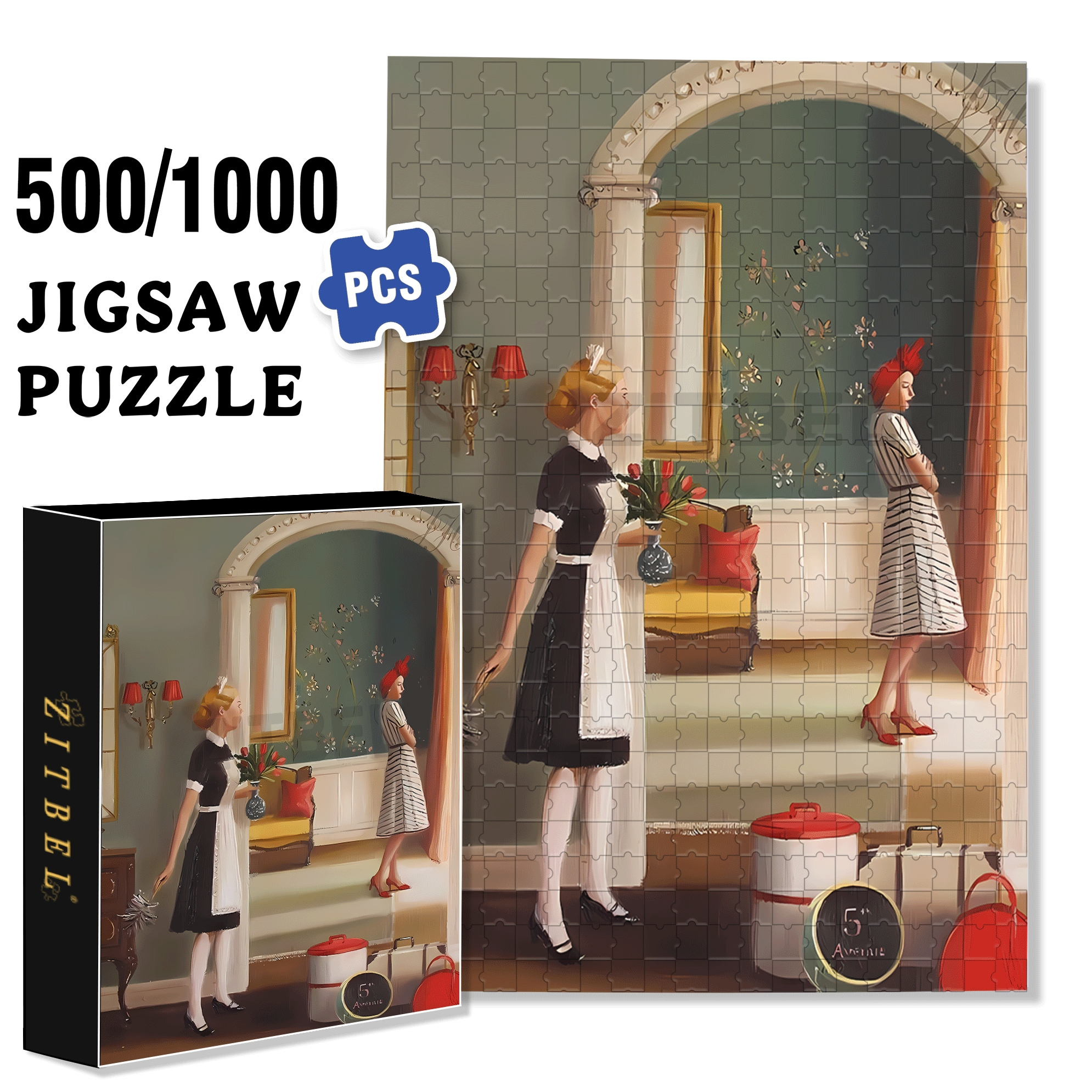Red High Heels 500pcs/1000pcs Jigsaw Puzzle, Scratch-Resistant, Interactive Family Game & Brain-Boosting DIY Decor, Perfect for Halloween, Christmas & New Year Gifts, Family Puzzle Game