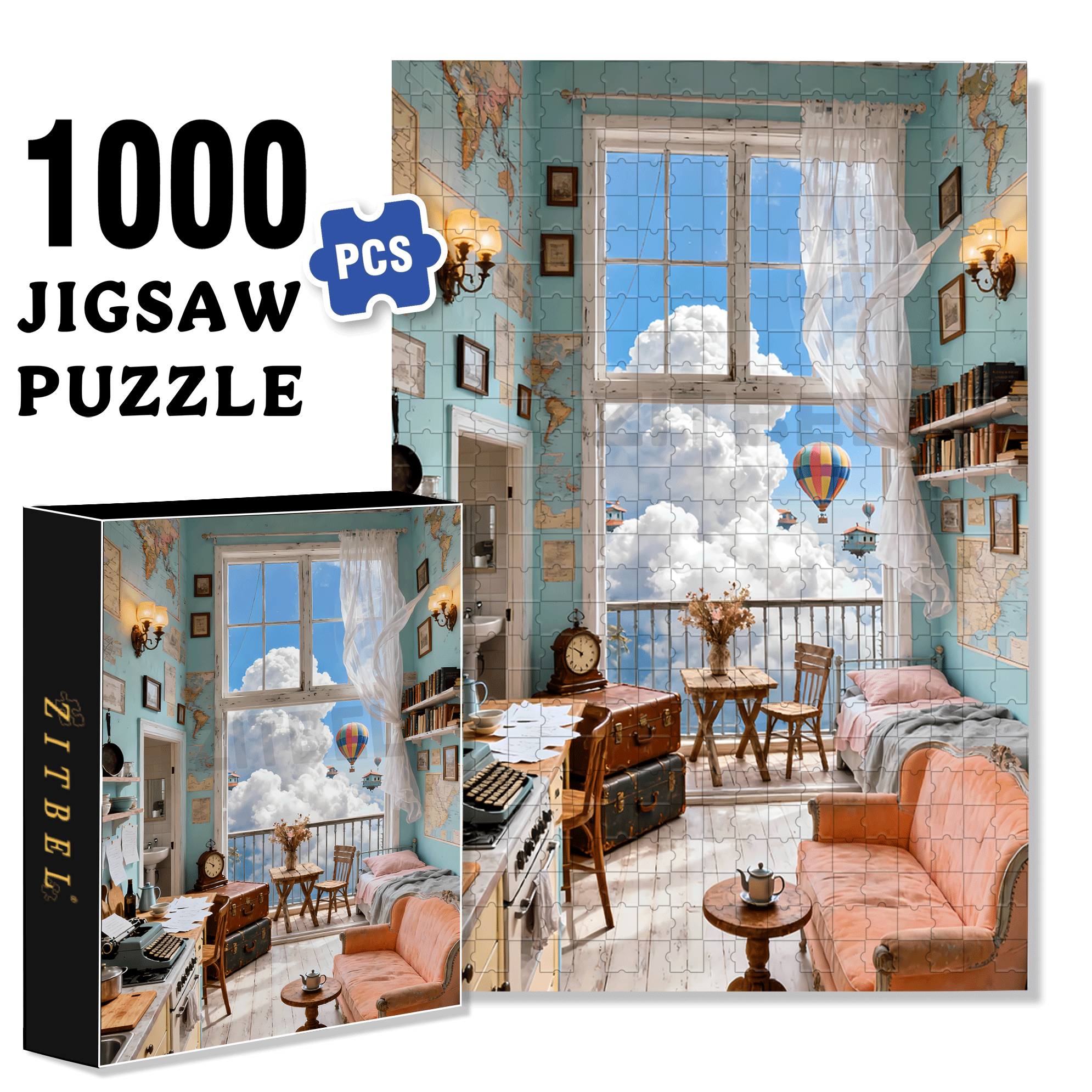 Sky Cabin 500pcs/1000pcs Jigsaw Puzzle, Scratch-Resistant, Interactive Family Game & Brain-Boosting DIY Decor, Perfect for Halloween, Christmas & New Year Gifts, Family Puzzle Game
