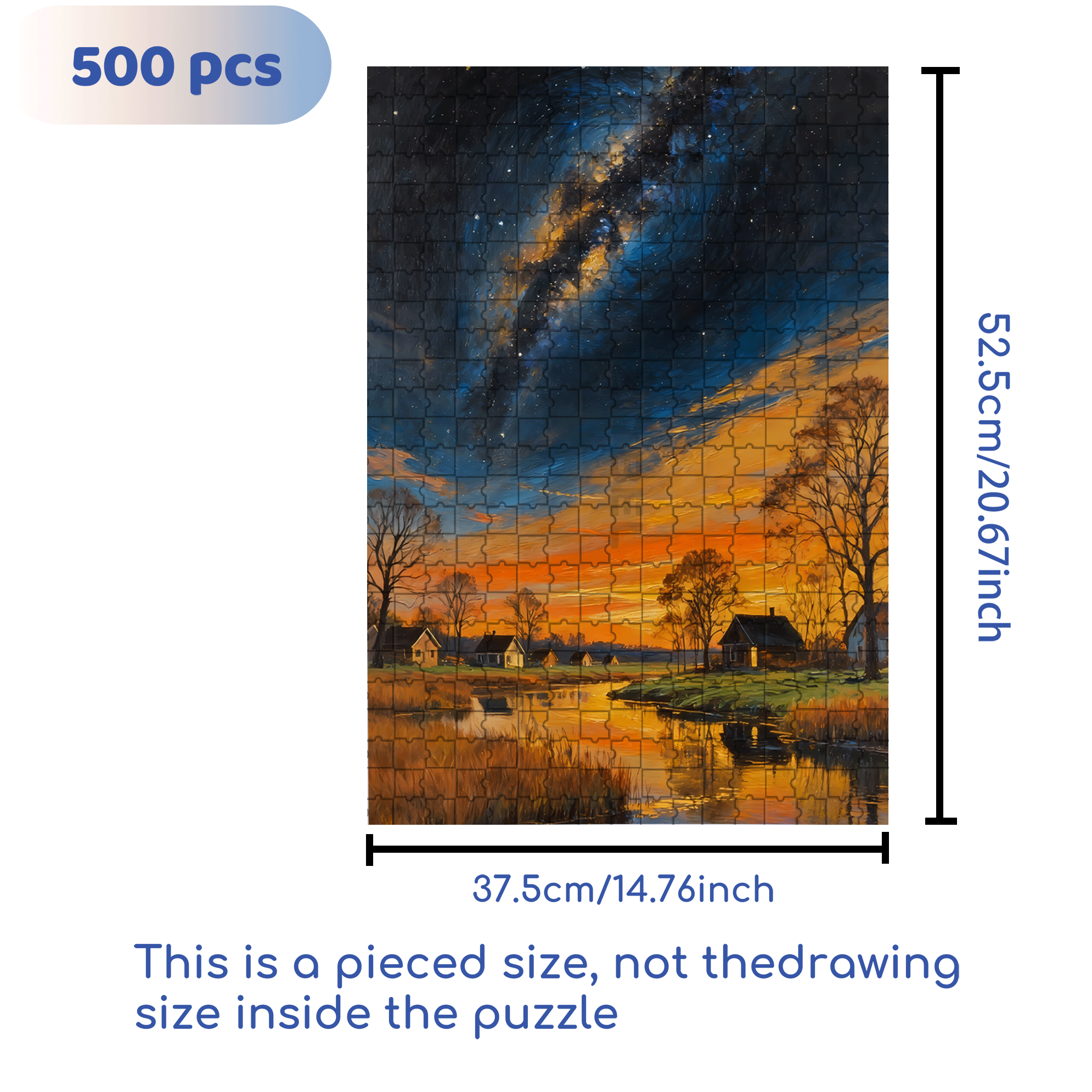 Stars In The Night Sky 500pcs/1000pcs Jigsaw Puzzle, Scratch-Resistant, Interactive Family Game & Brain-Boosting DIY Decor, Perfect for Halloween, Christmas & New Year Gifts, Family Puzzle Game