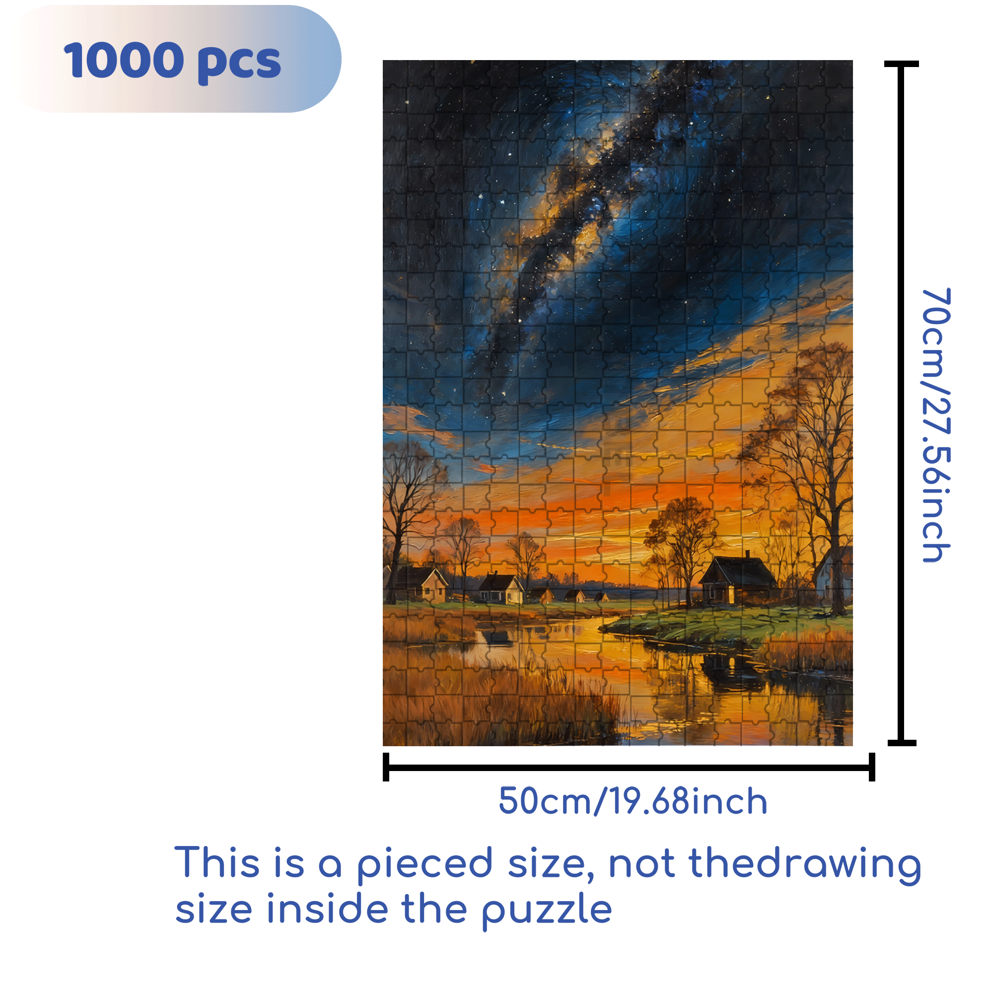 Stars In The Night Sky 500pcs/1000pcs Jigsaw Puzzle, Scratch-Resistant, Interactive Family Game & Brain-Boosting DIY Decor, Perfect for Halloween, Christmas & New Year Gifts, Family Puzzle Game