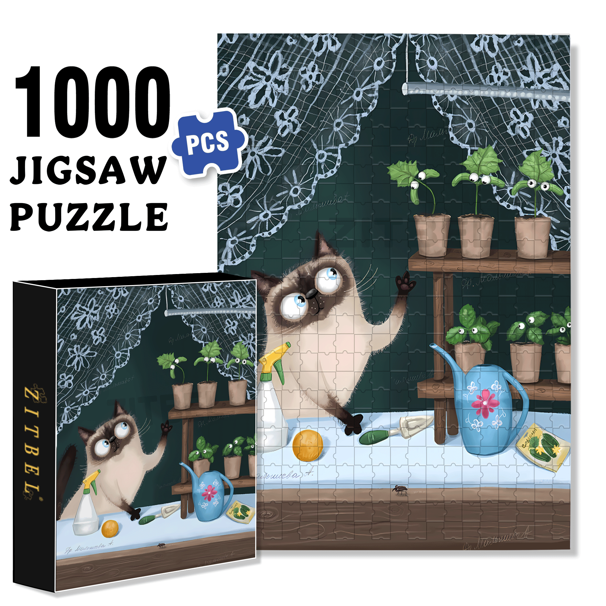 Talking to Plants 500pcs/1000pcs Jigsaw Puzzle, Scratch-Resistant, Interactive Family Game & Brain-Boosting DIY Decor, Perfect for Halloween, Christmas & New Year Gifts, Family Puzzle Game