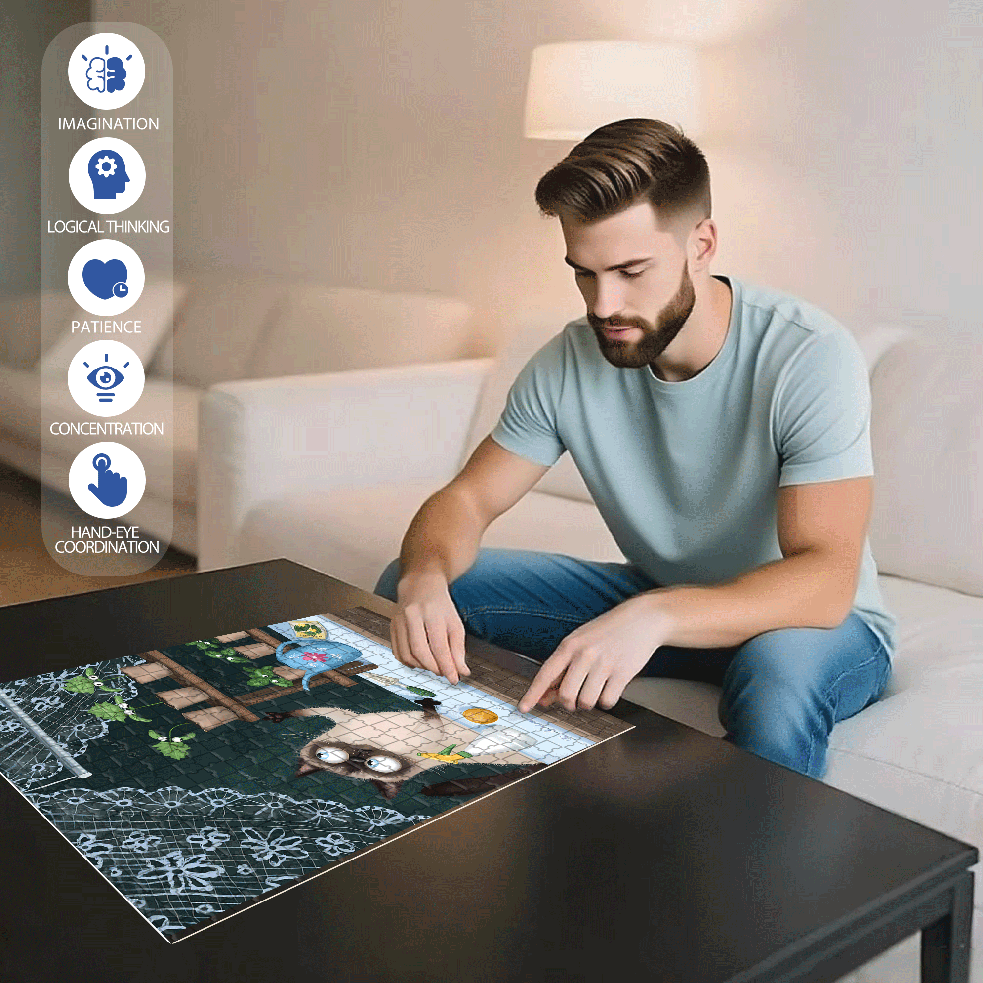 Talking to Plants 500pcs/1000pcs Jigsaw Puzzle, Scratch-Resistant, Interactive Family Game & Brain-Boosting DIY Decor, Perfect for Halloween, Christmas & New Year Gifts, Family Puzzle Game