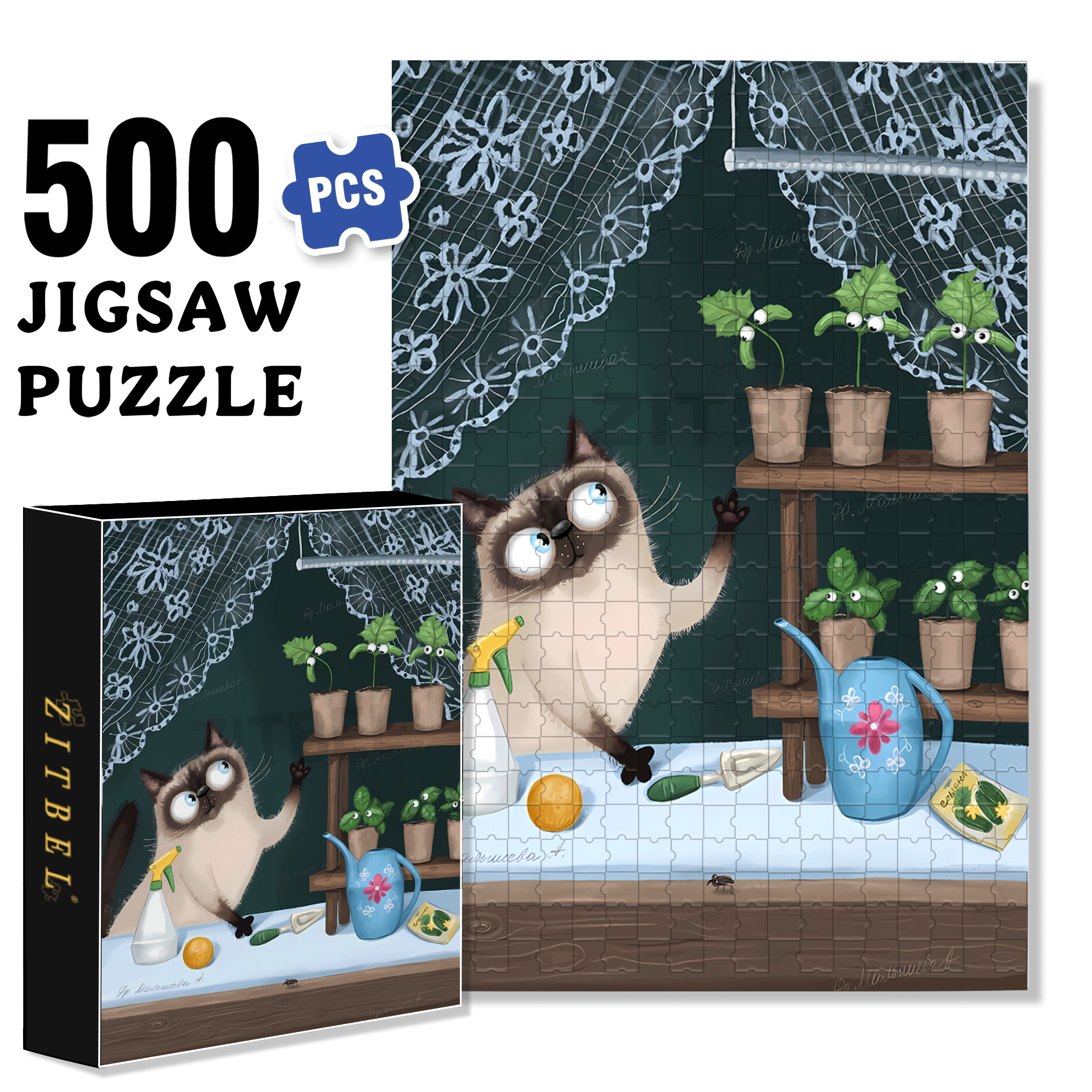 Talking to Plants 500pcs/1000pcs Jigsaw Puzzle, Scratch-Resistant, Interactive Family Game & Brain-Boosting DIY Decor, Perfect for Halloween, Christmas & New Year Gifts, Family Puzzle Game