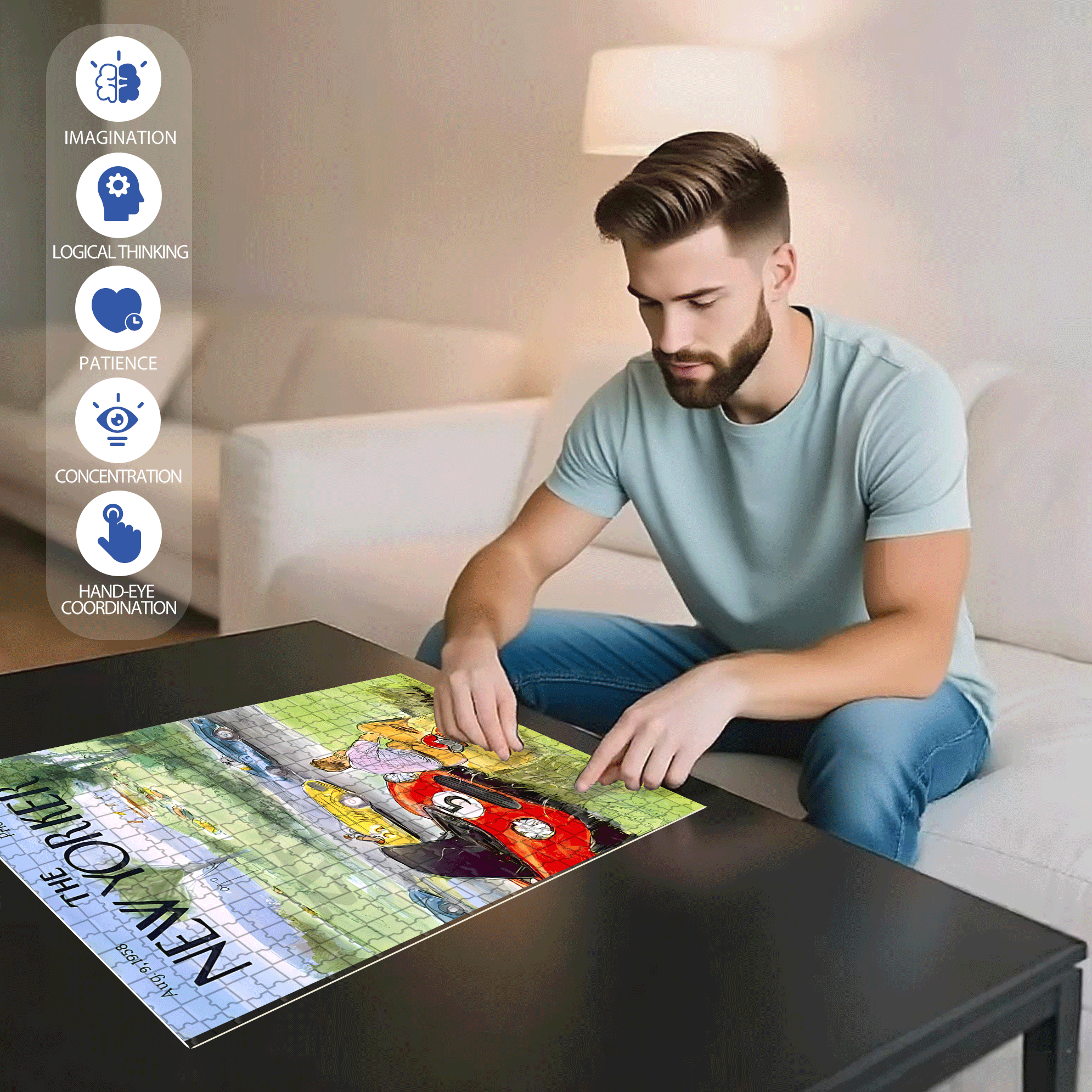 The Car Broke Down. 500pcs/1000pcs Jigsaw Puzzle, Scratch-Resistant, Interactive Family Game & Brain-Boosting DIY Decor, Perfect for Halloween, Christmas & New Year Gifts, Family Puzzle Game