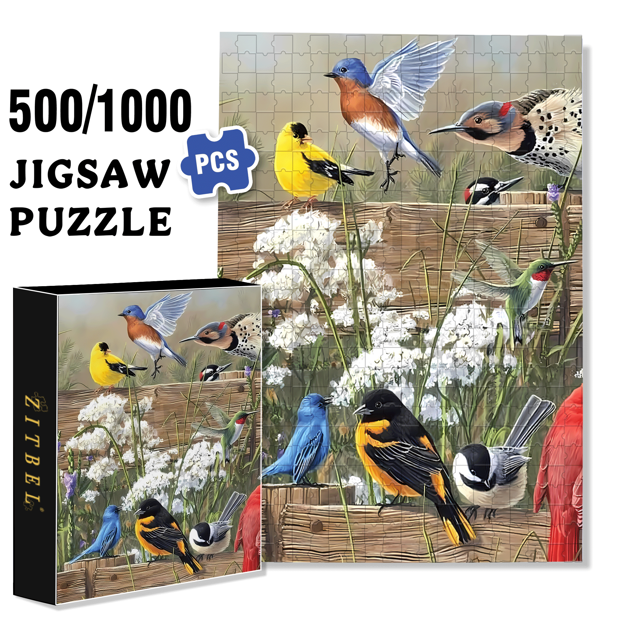 The Little Birds 500pcs/1000pcs Jigsaw Puzzle, Scratch-Resistant, Interactive Family Game & Brain-Boosting DIY Decor, Perfect for Halloween, Christmas & New Year Gifts, Family Puzzle Game