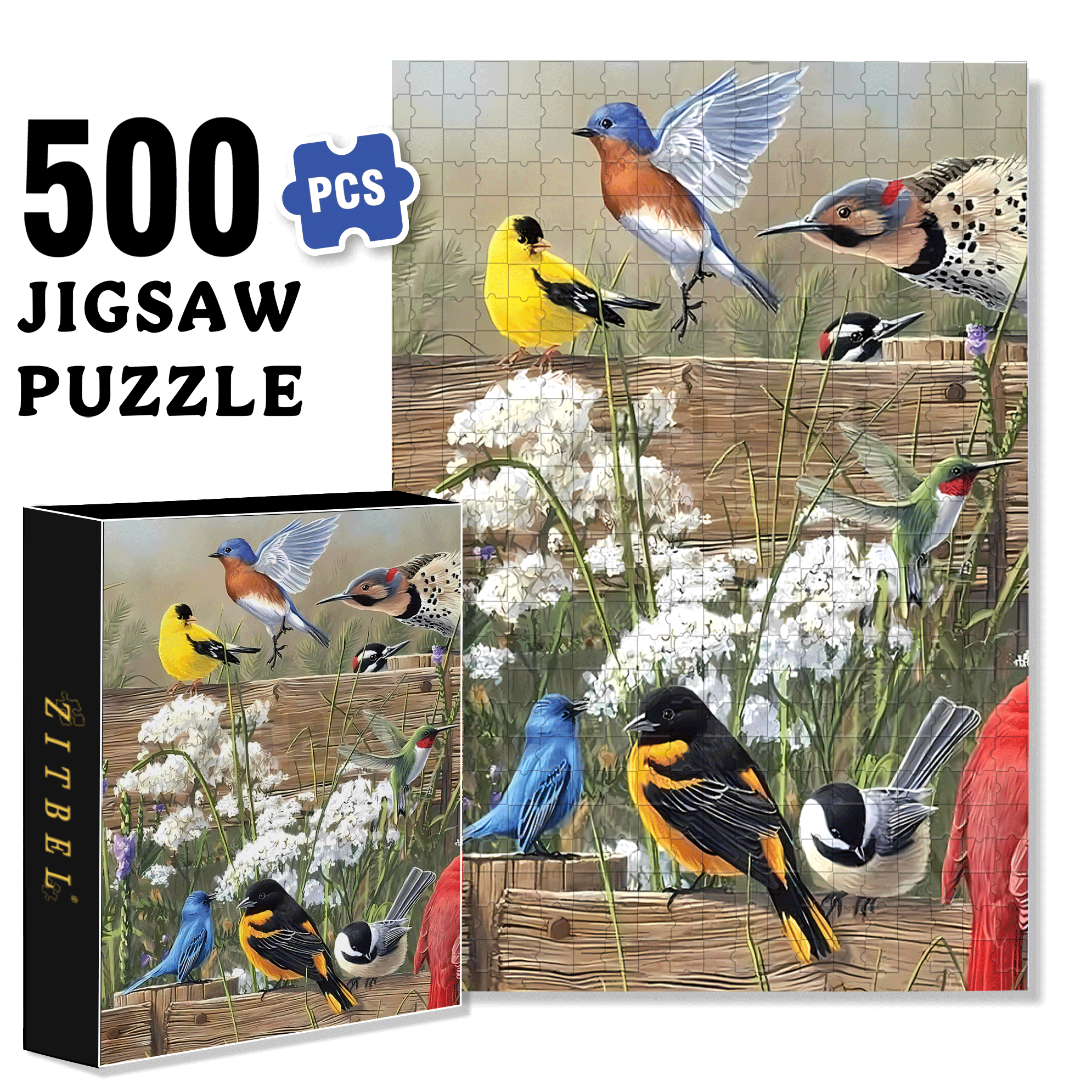 The Little Birds 500pcs/1000pcs Jigsaw Puzzle, Scratch-Resistant, Interactive Family Game & Brain-Boosting DIY Decor, Perfect for Halloween, Christmas & New Year Gifts, Family Puzzle Game