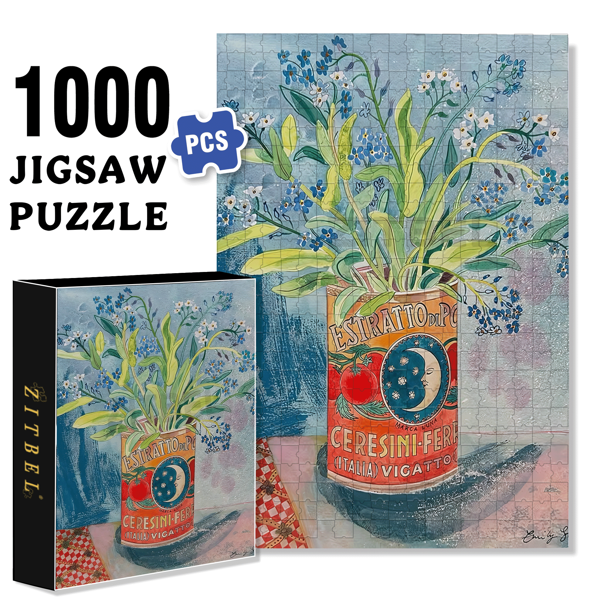 Tin Can 500pcs/1000pcs Jigsaw Puzzle, Scratch-Resistant, Interactive Family Game & Brain-Boosting DIY Decor, Perfect for Halloween, Christmas & New Year Gifts, Family Puzzle Game