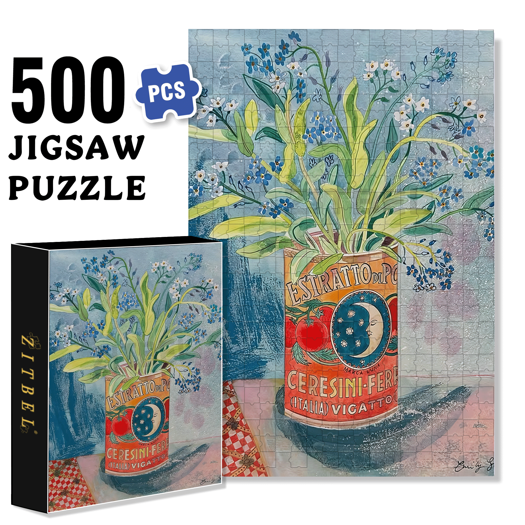 Tin Can 500pcs/1000pcs Jigsaw Puzzle, Scratch-Resistant, Interactive Family Game & Brain-Boosting DIY Decor, Perfect for Halloween, Christmas & New Year Gifts, Family Puzzle Game
