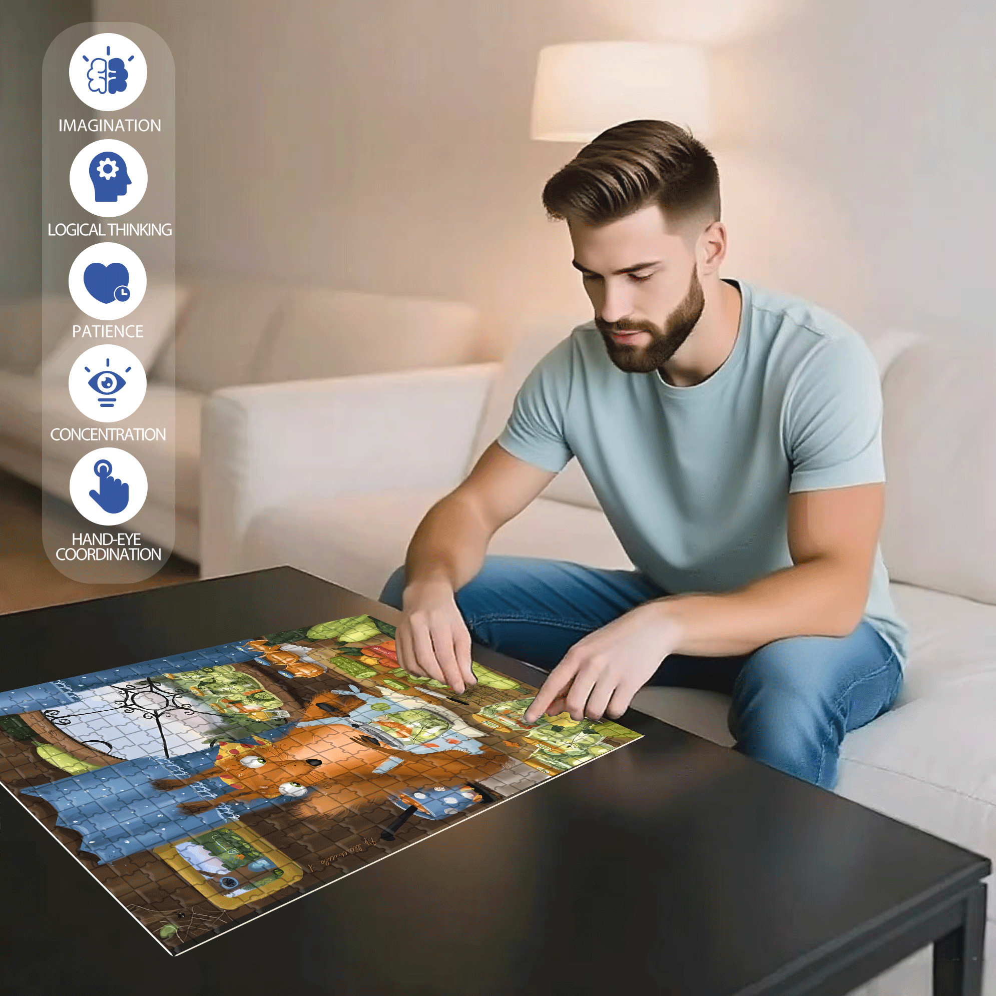 Vegetable Soup 500pcs/1000pcs Jigsaw Puzzle, Scratch-Resistant, Interactive Family Game & Brain-Boosting DIY Decor, Perfect for Halloween, Christmas & New Year Gifts, Family Puzzle Game