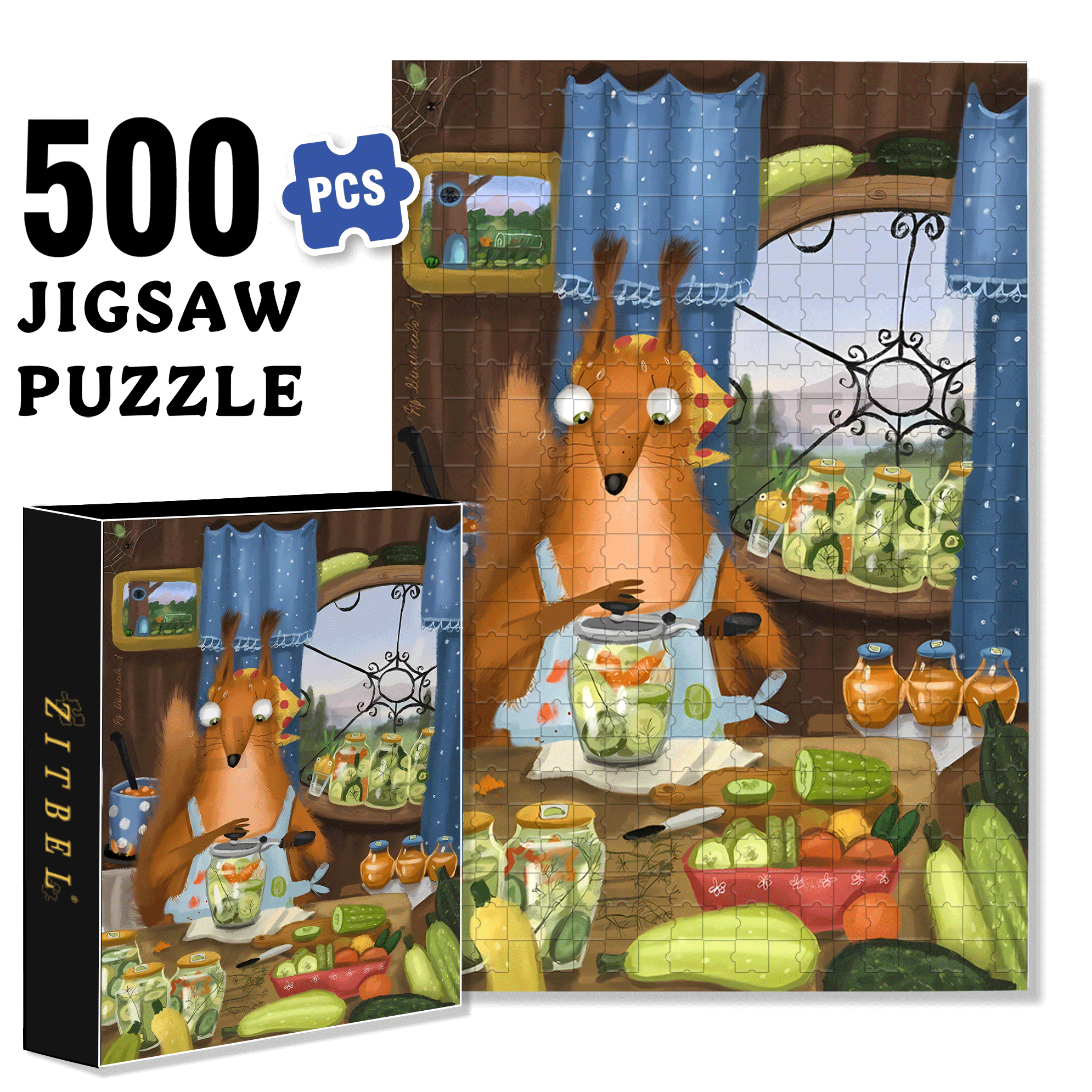 Vegetable Soup 500pcs/1000pcs Jigsaw Puzzle, Scratch-Resistant, Interactive Family Game & Brain-Boosting DIY Decor, Perfect for Halloween, Christmas & New Year Gifts, Family Puzzle Game
