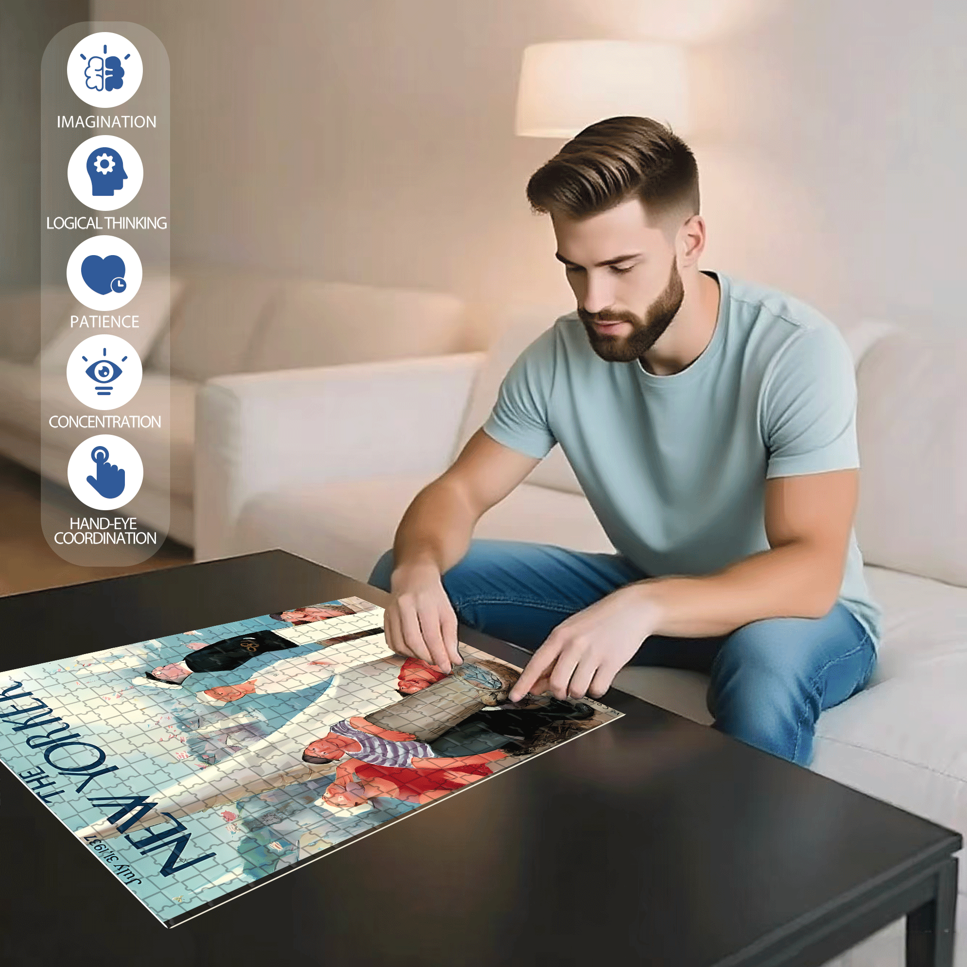 Wink 500pcs/1000pcs Jigsaw Puzzle, Scratch-Resistant, Interactive Family Game & Brain-Boosting DIY Decor, Perfect for Halloween, Christmas & New Year Gifts, Family Puzzle Game