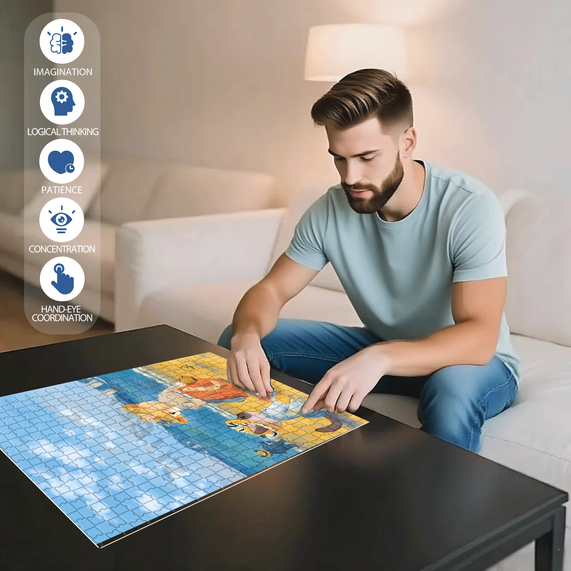 Aan Het Strand 500pcs/1000pcs Jigsaw Puzzle, Scratch-Resistant, Interactive Family Game & Brain-Boosting DIY Decor, Perfect for Halloween, Christmas & New Year Gifts, Family Puzzle Game