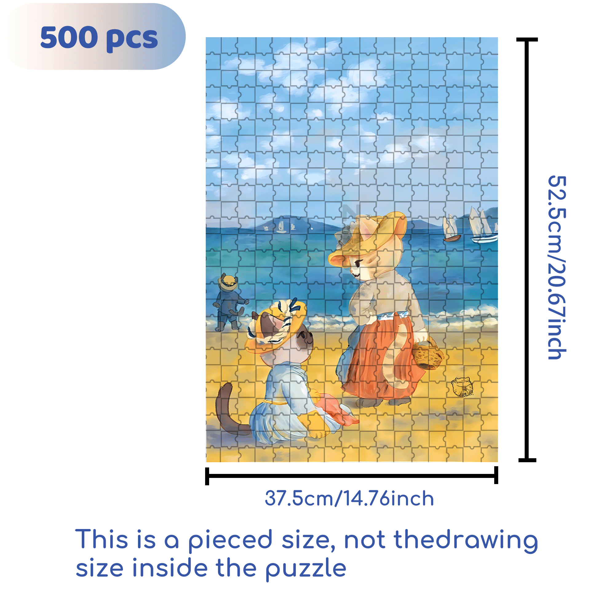 Aan Het Strand 500pcs/1000pcs Jigsaw Puzzle, Scratch-Resistant, Interactive Family Game & Brain-Boosting DIY Decor, Perfect for Halloween, Christmas & New Year Gifts, Family Puzzle Game