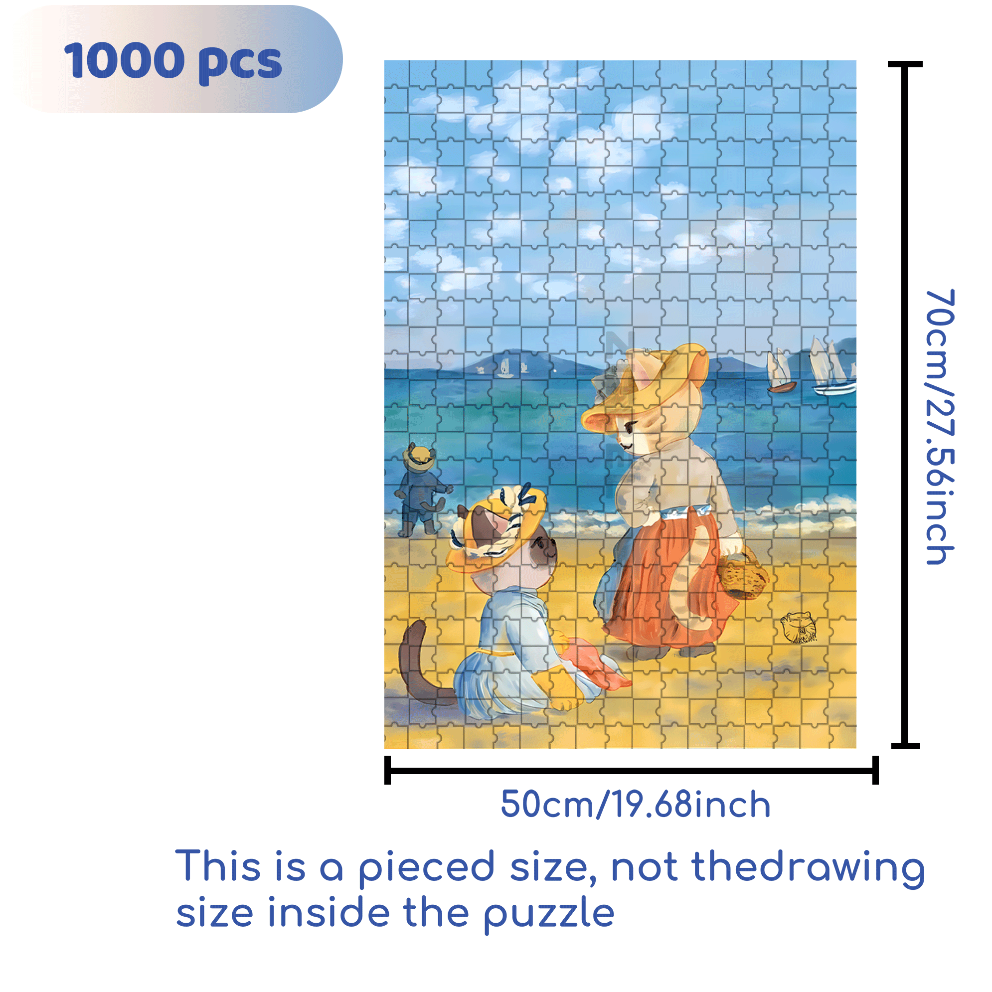 Aan Het Strand 500pcs/1000pcs Jigsaw Puzzle, Scratch-Resistant, Interactive Family Game & Brain-Boosting DIY Decor, Perfect for Halloween, Christmas & New Year Gifts, Family Puzzle Game