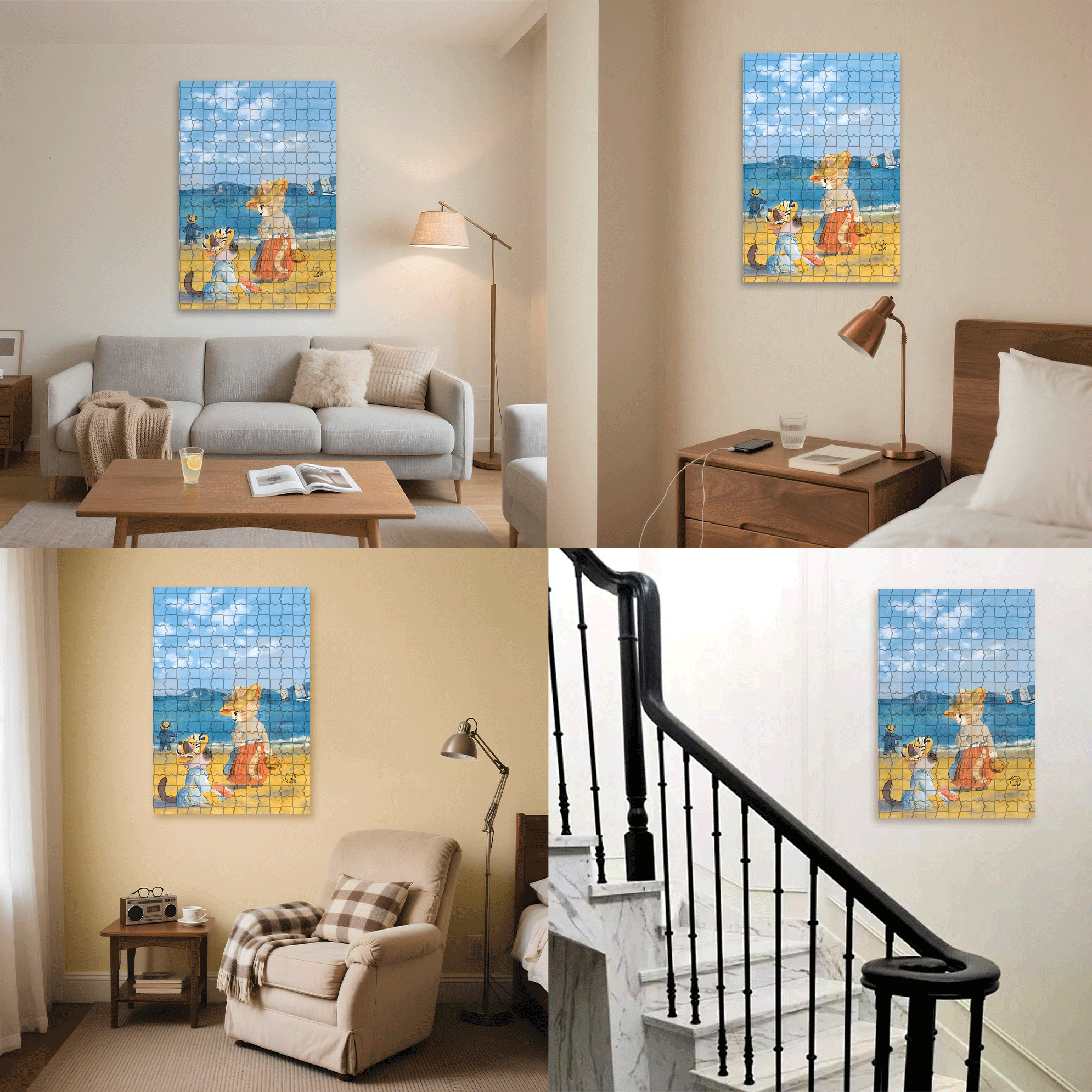 Aan Het Strand 500pcs/1000pcs Jigsaw Puzzle, Scratch-Resistant, Interactive Family Game & Brain-Boosting DIY Decor, Perfect for Halloween, Christmas & New Year Gifts, Family Puzzle Game