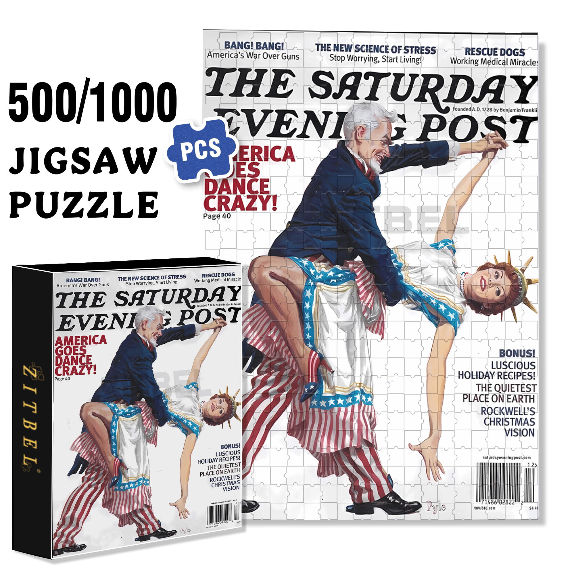 America Goes Dance Crazy 500pcs/1000pcs Jigsaw Puzzle, Scratch-Resistant, Interactive Family Game & Brain-Boosting DIY Decor, Perfect for Halloween, Christmas & New Year Gifts, Family Puzzle Game