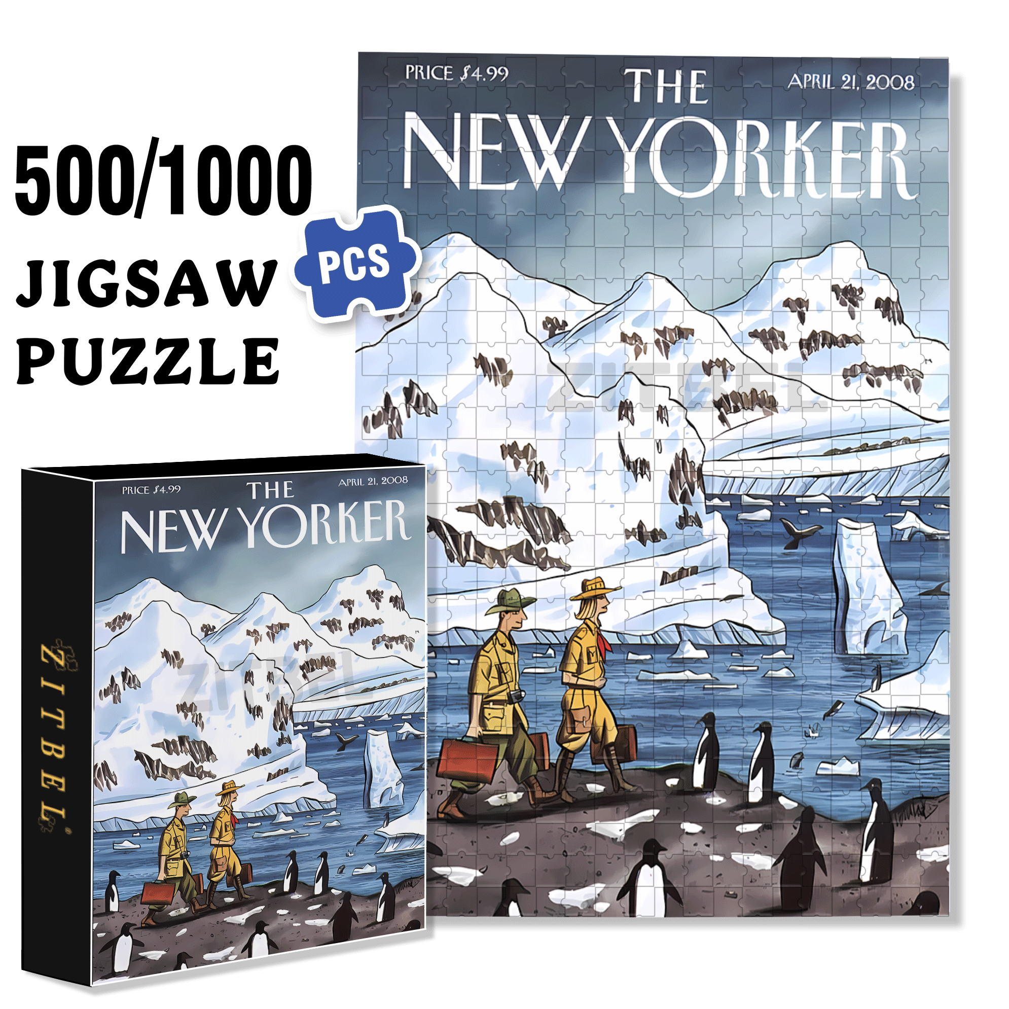 Antarctic Journey 500pcs/1000pcs Jigsaw Puzzle, Scratch-Resistant, Interactive Family Game & Brain-Boosting DIY Decor, Perfect for Halloween, Christmas & New Year Gifts, Family Puzzle Game