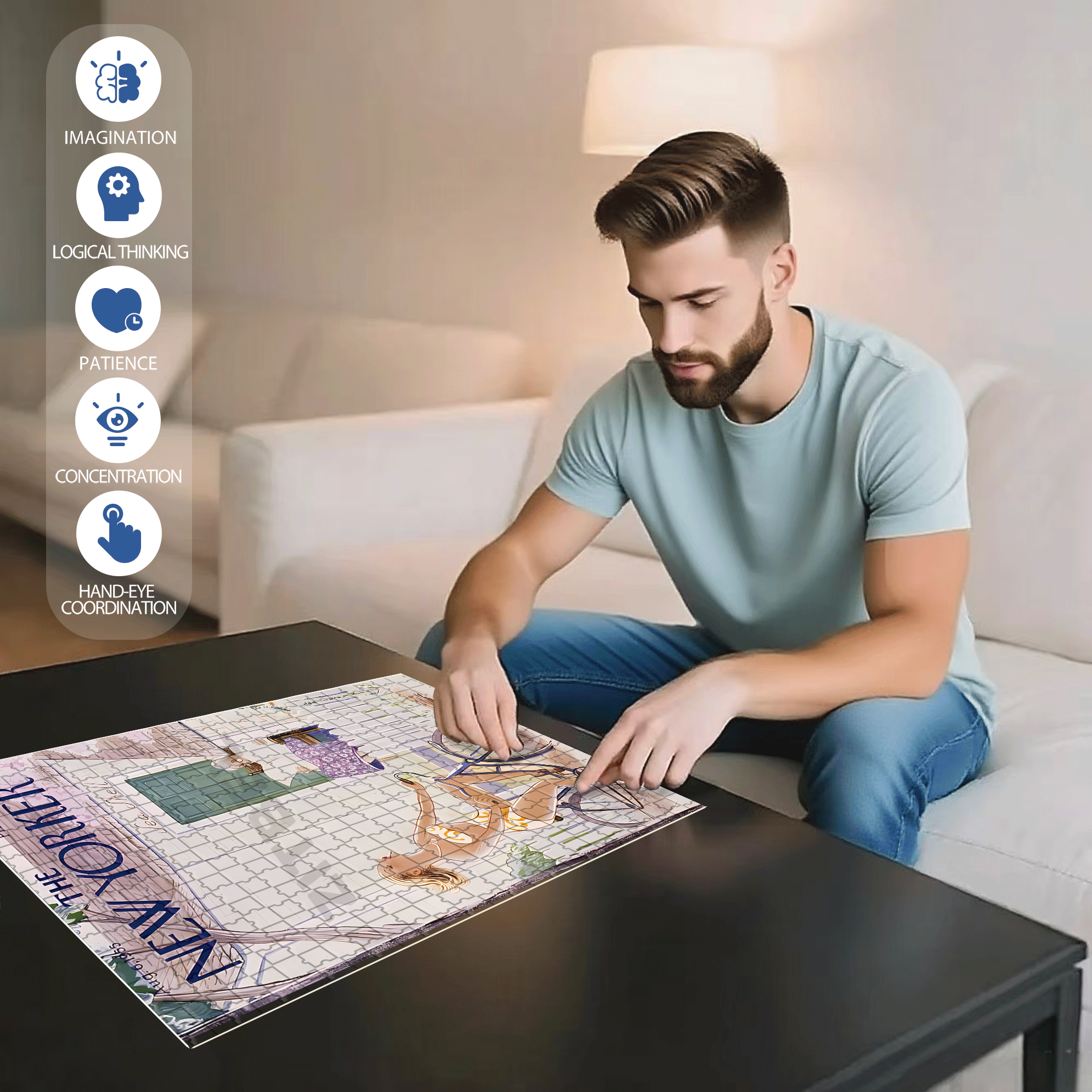 Attracting Attention 500pcs/1000pcs Jigsaw Puzzle, Scratch-Resistant, Interactive Family Game & Brain-Boosting DIY Decor, Perfect for Halloween, Christmas & New Year Gifts, Family Puzzle Game