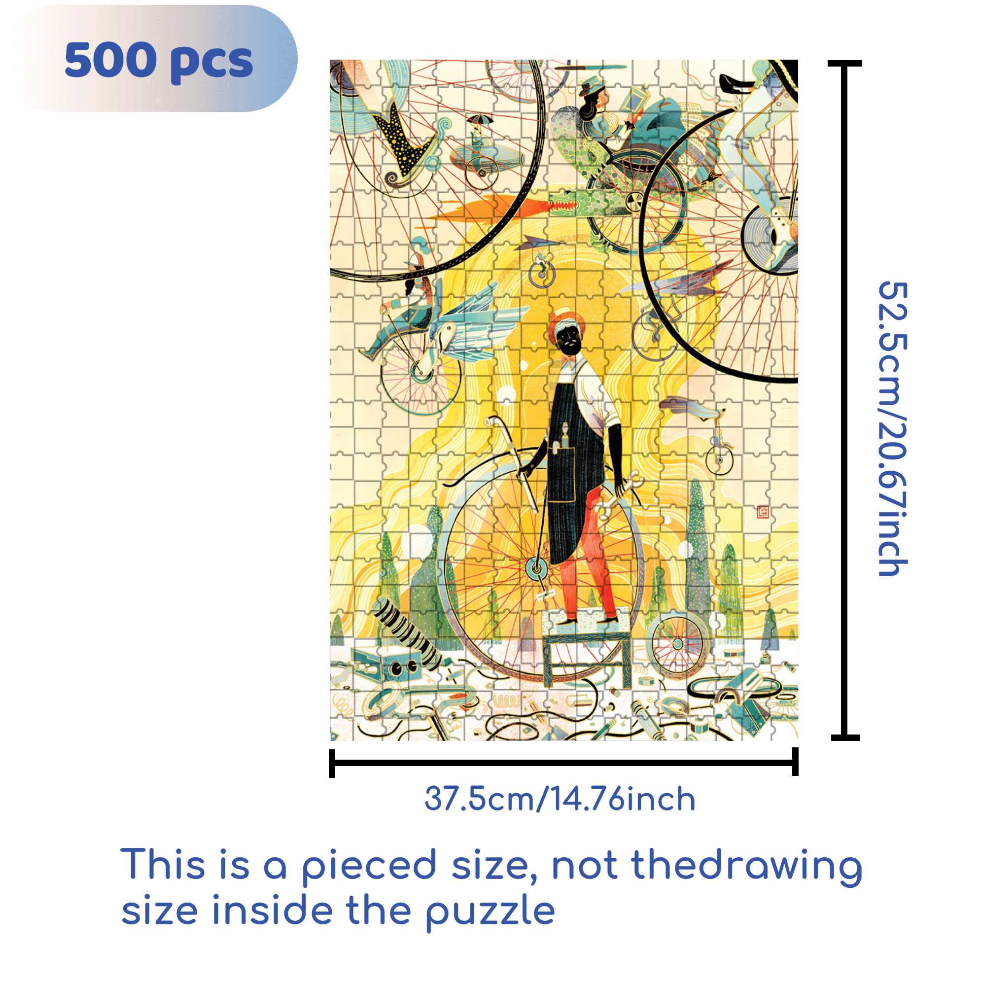 Bicycle Repairman 500pcs/1000pcs Jigsaw Puzzle, Scratch-Resistant, Interactive Family Game & Brain-Boosting DIY Decor, Perfect for Halloween, Christmas & New Year Gifts, Family Puzzle Game
