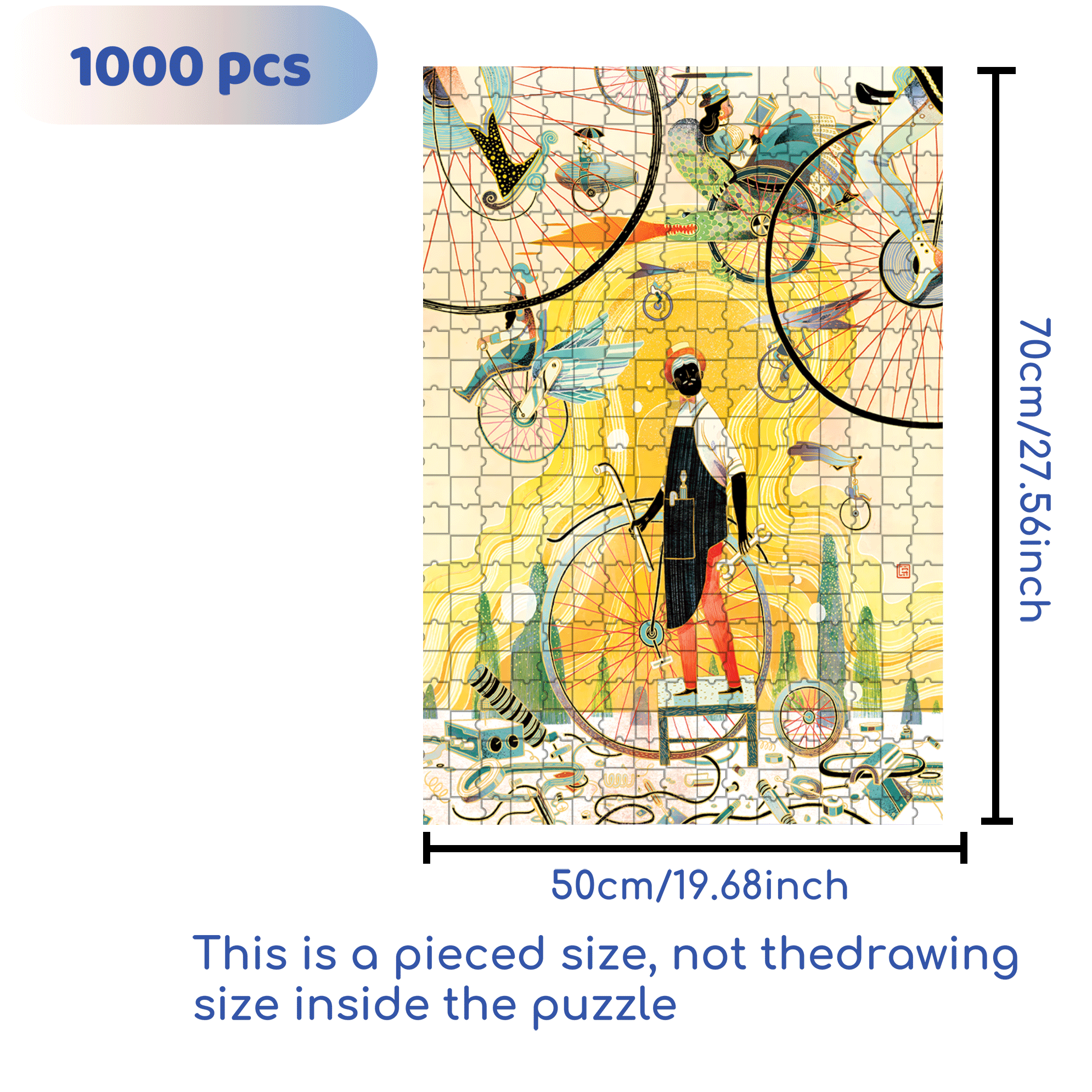 Bicycle Repairman 500pcs/1000pcs Jigsaw Puzzle, Scratch-Resistant, Interactive Family Game & Brain-Boosting DIY Decor, Perfect for Halloween, Christmas & New Year Gifts, Family Puzzle Game