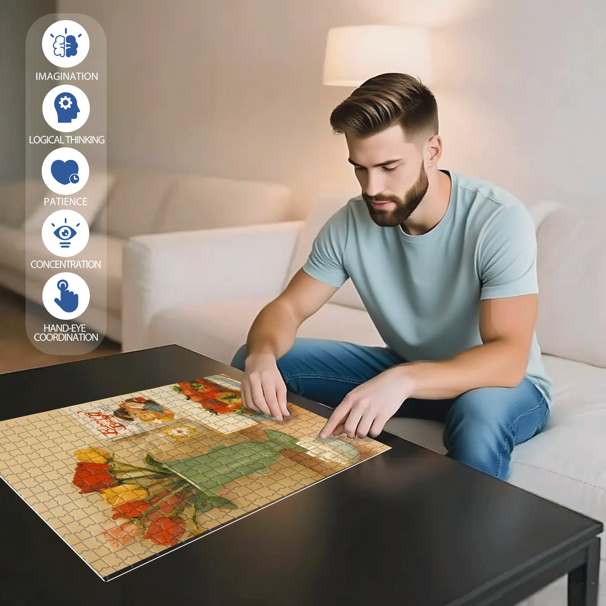 Burning Bridges 500pcs/1000pcs Jigsaw Puzzle, Scratch-Resistant, Interactive Family Game & Brain-Boosting DIY Decor, Perfect for Halloween, Christmas & New Year Gifts, Family Puzzle Game