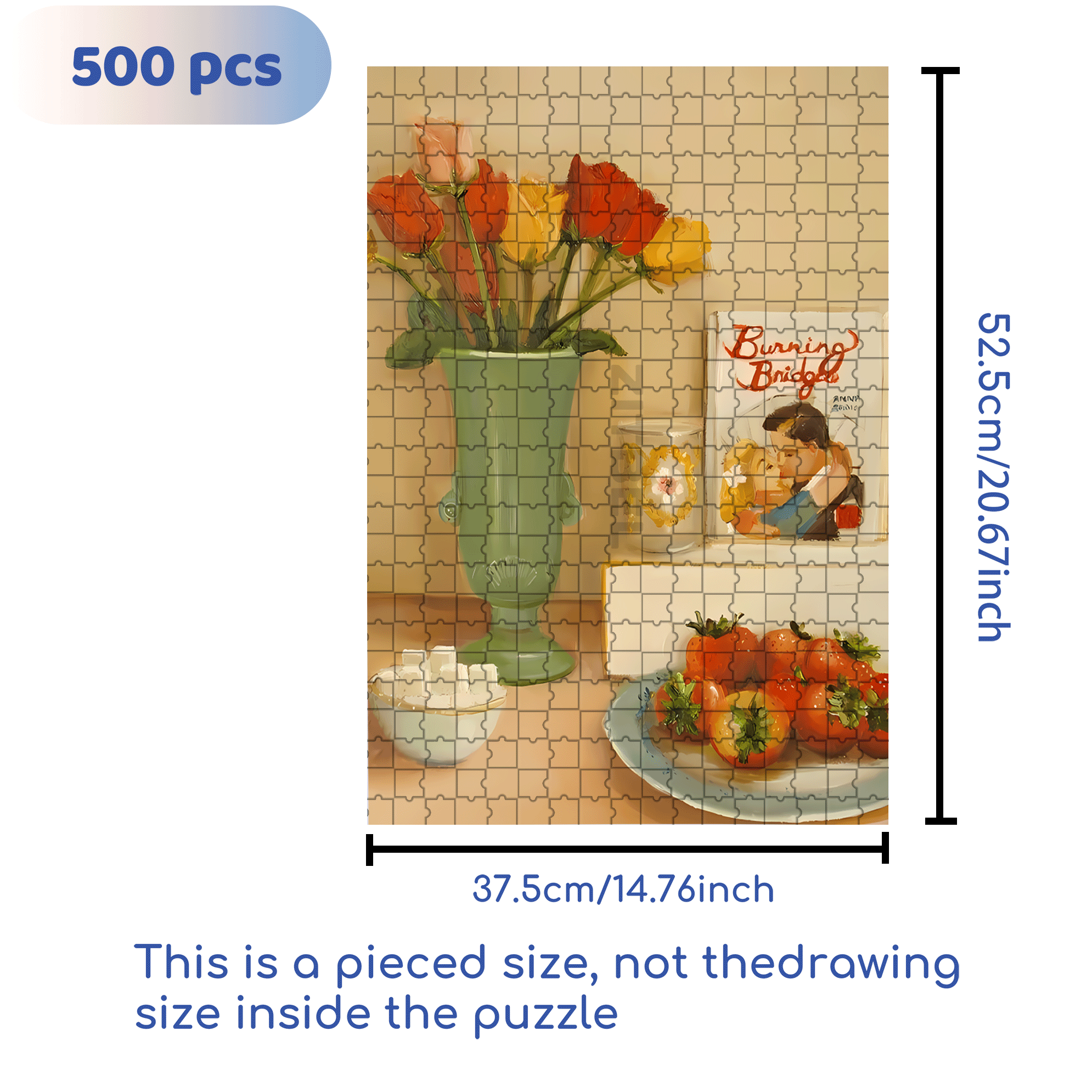 Burning Bridges 500pcs/1000pcs Jigsaw Puzzle, Scratch-Resistant, Interactive Family Game & Brain-Boosting DIY Decor, Perfect for Halloween, Christmas & New Year Gifts, Family Puzzle Game