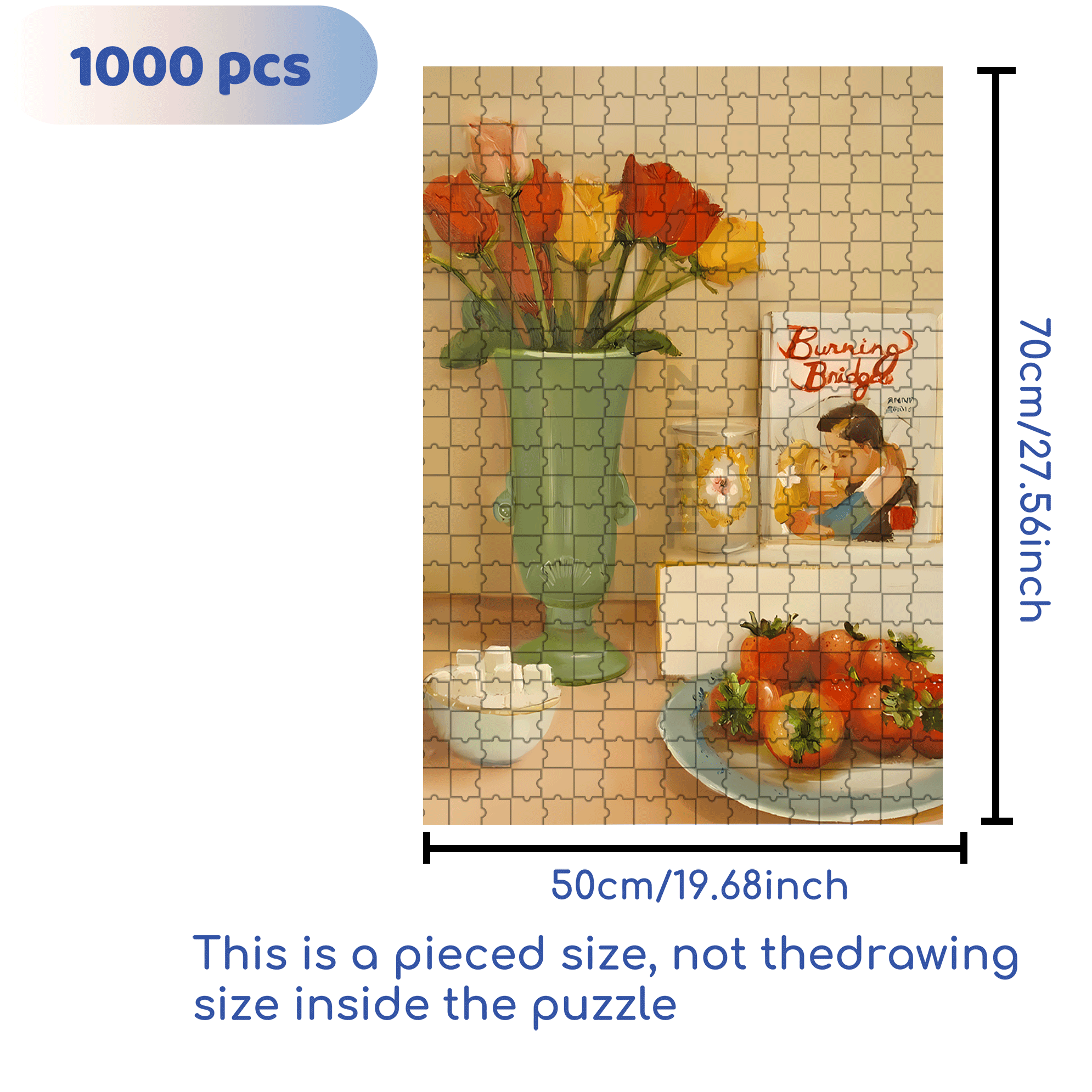 Burning Bridges 500pcs/1000pcs Jigsaw Puzzle, Scratch-Resistant, Interactive Family Game & Brain-Boosting DIY Decor, Perfect for Halloween, Christmas & New Year Gifts, Family Puzzle Game