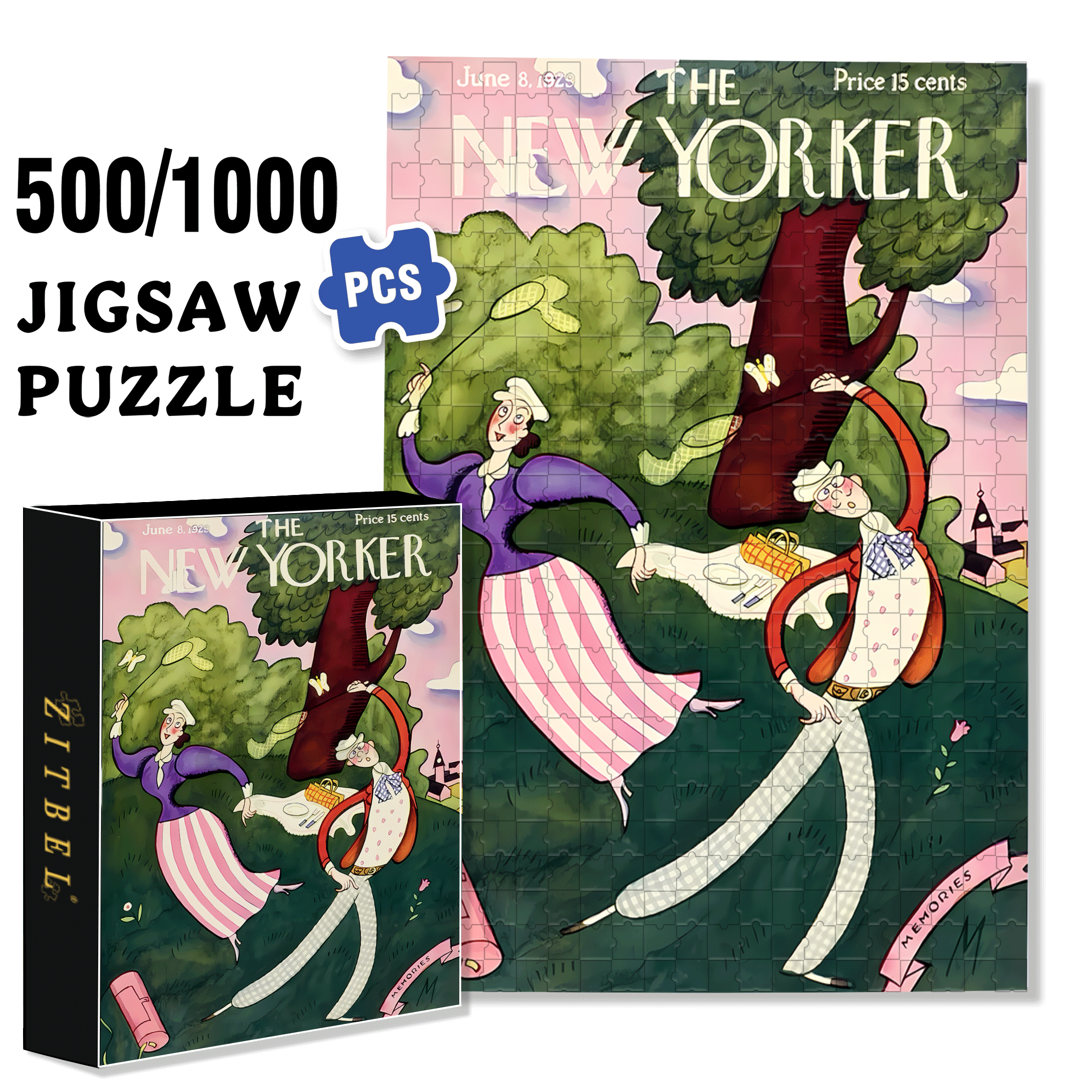 Catching Butterflies 500pcs/1000pcs Jigsaw Puzzle, Scratch-Resistant, Interactive Family Game & Brain-Boosting DIY Decor, Perfect for Halloween, Christmas & New Year Gifts, Family Puzzle Game