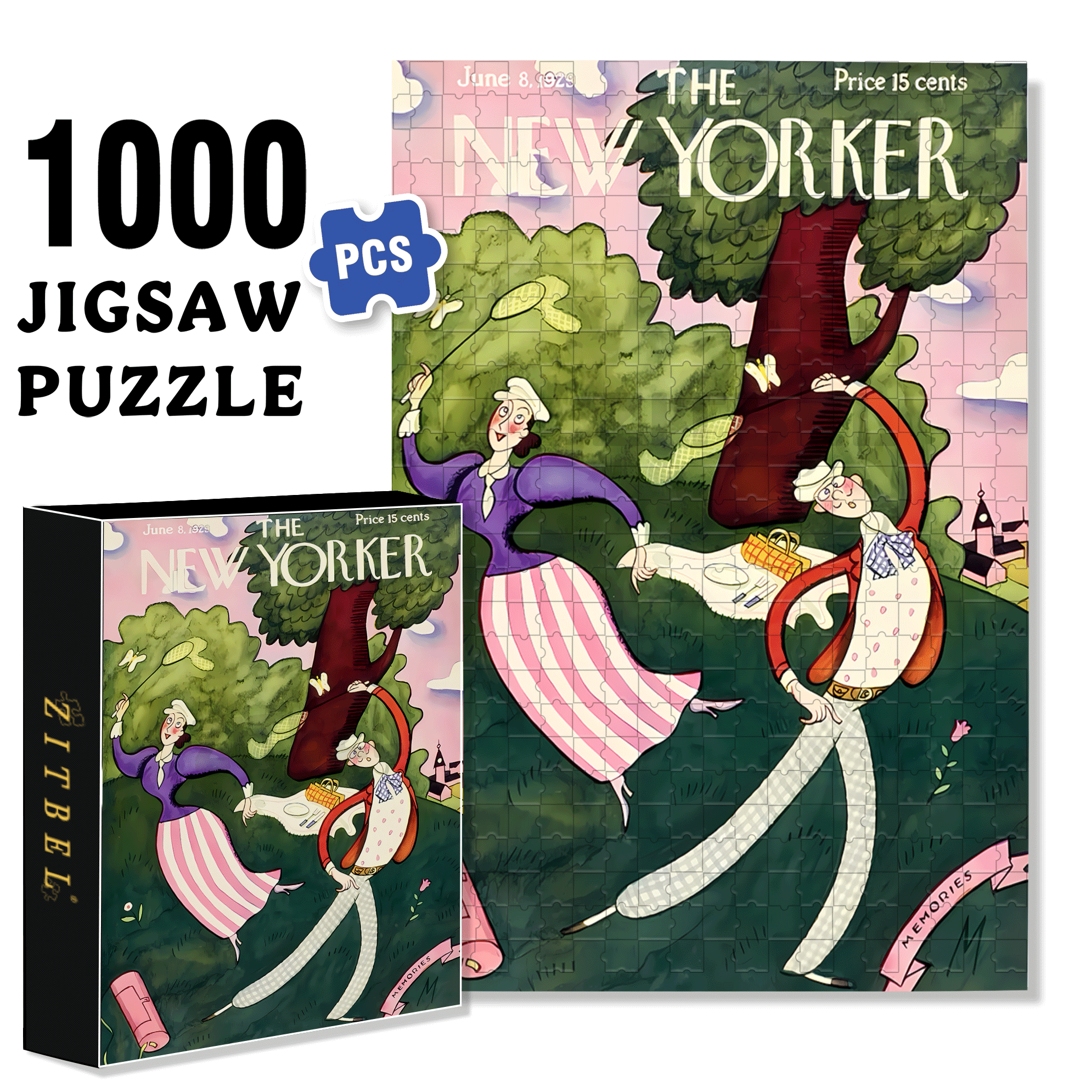 Catching Butterflies 500pcs/1000pcs Jigsaw Puzzle, Scratch-Resistant, Interactive Family Game & Brain-Boosting DIY Decor, Perfect for Halloween, Christmas & New Year Gifts, Family Puzzle Game