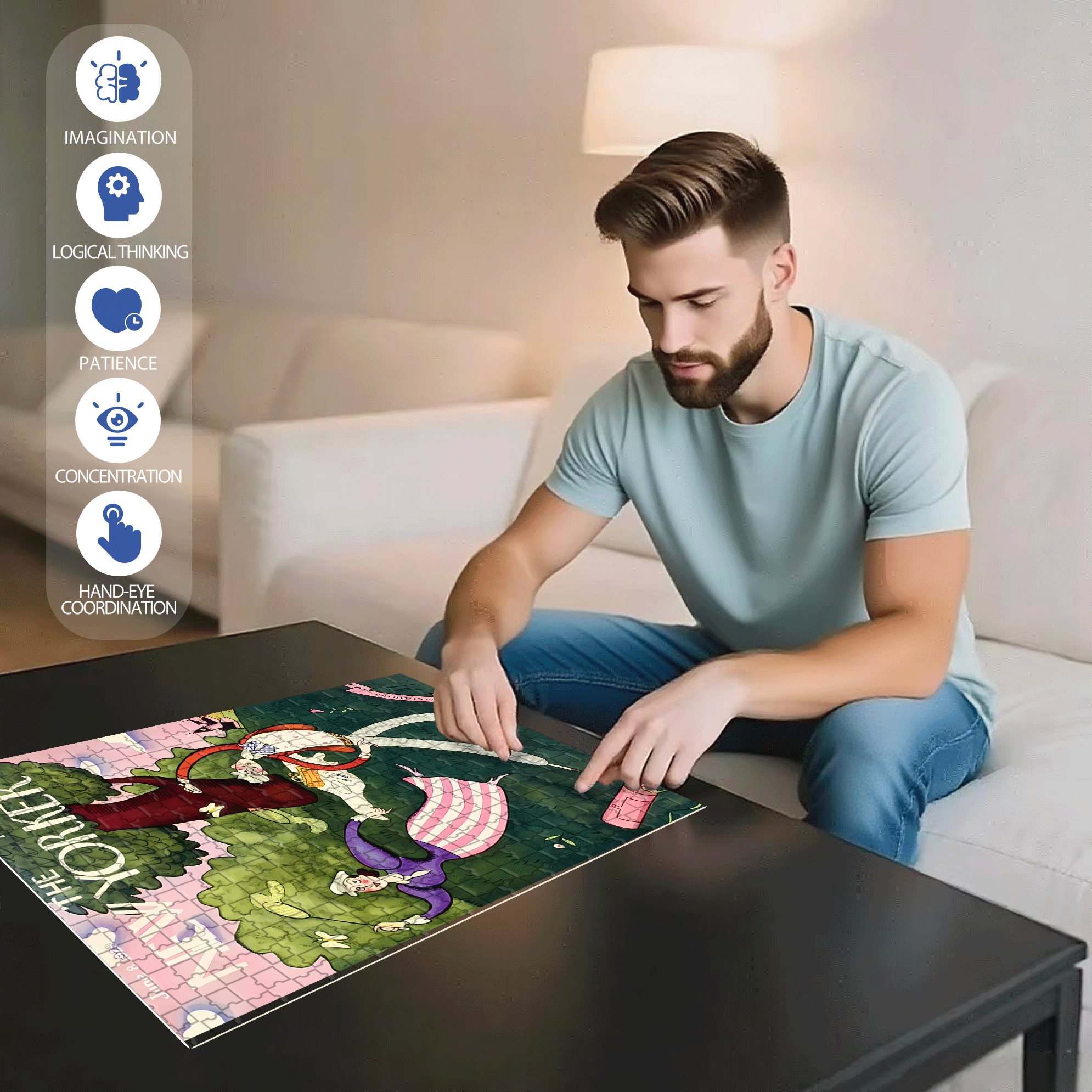 Catching Butterflies 500pcs/1000pcs Jigsaw Puzzle, Scratch-Resistant, Interactive Family Game & Brain-Boosting DIY Decor, Perfect for Halloween, Christmas & New Year Gifts, Family Puzzle Game