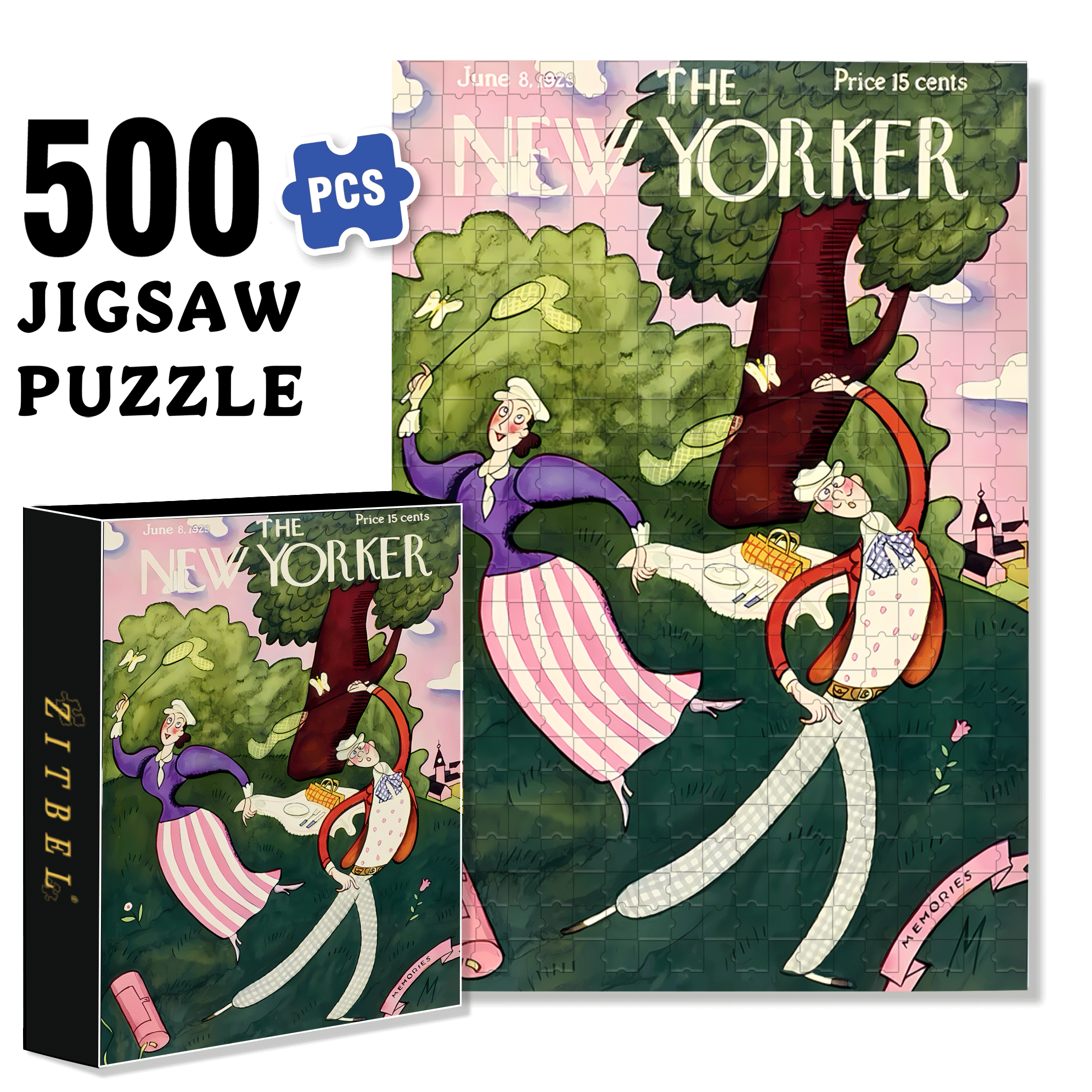 Catching Butterflies 500pcs/1000pcs Jigsaw Puzzle, Scratch-Resistant, Interactive Family Game & Brain-Boosting DIY Decor, Perfect for Halloween, Christmas & New Year Gifts, Family Puzzle Game