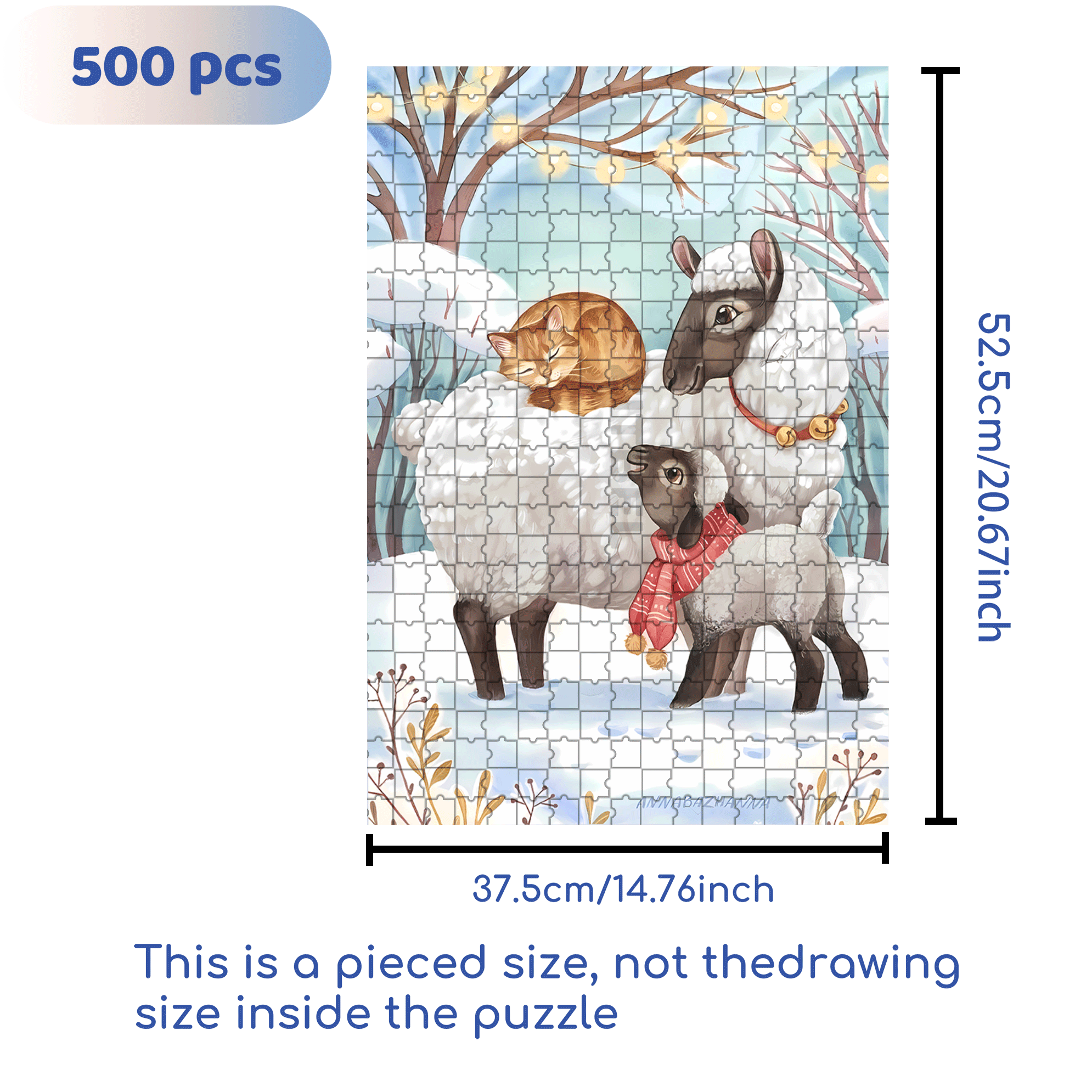 Curled-up Cat 500pcs/1000pcs Jigsaw Puzzle, Scratch-Resistant, Interactive Family Game & Brain-Boosting DIY Decor, Perfect for Halloween, Christmas & New Year Gifts, Family Puzzle Game