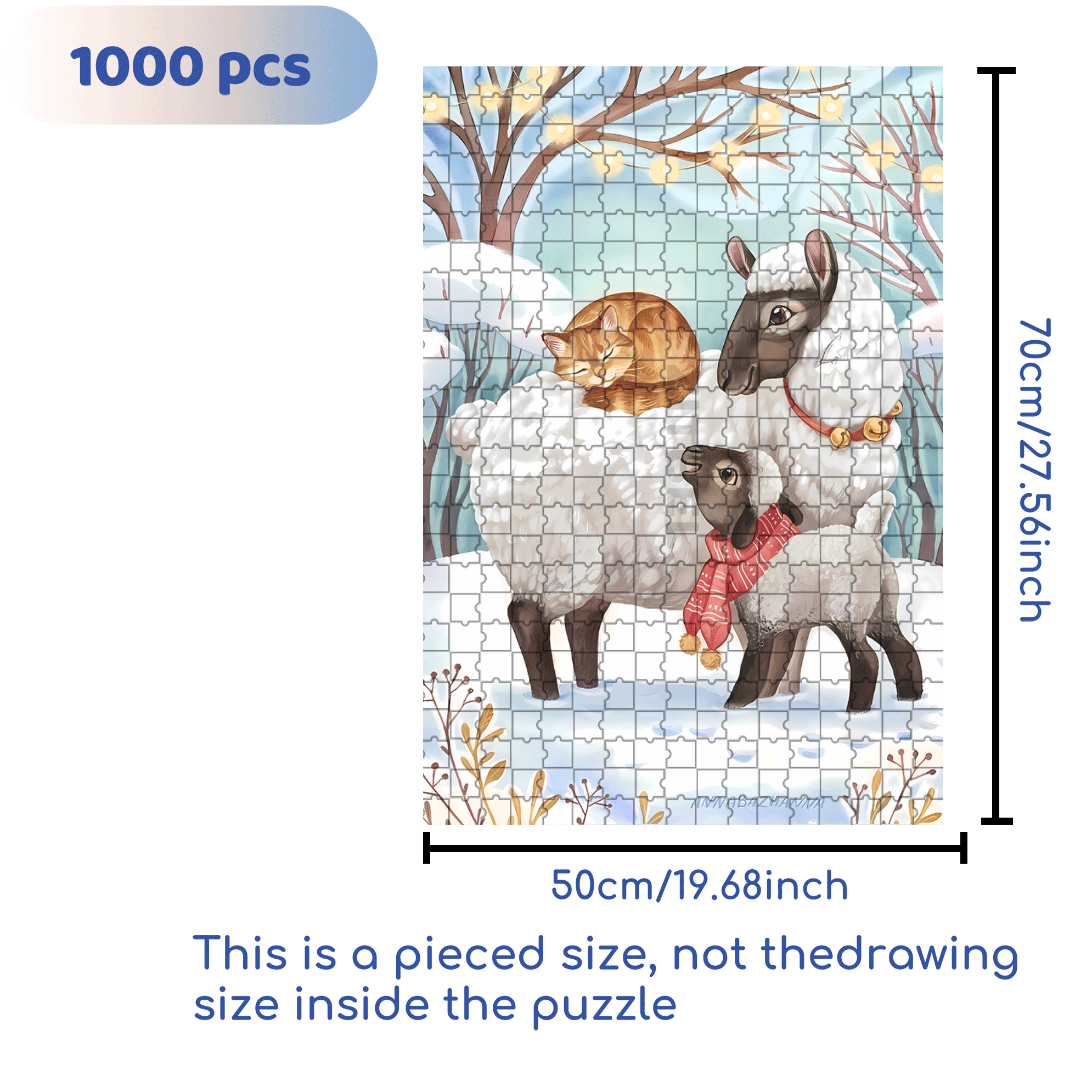 Curled-up Cat 500pcs/1000pcs Jigsaw Puzzle, Scratch-Resistant, Interactive Family Game & Brain-Boosting DIY Decor, Perfect for Halloween, Christmas & New Year Gifts, Family Puzzle Game