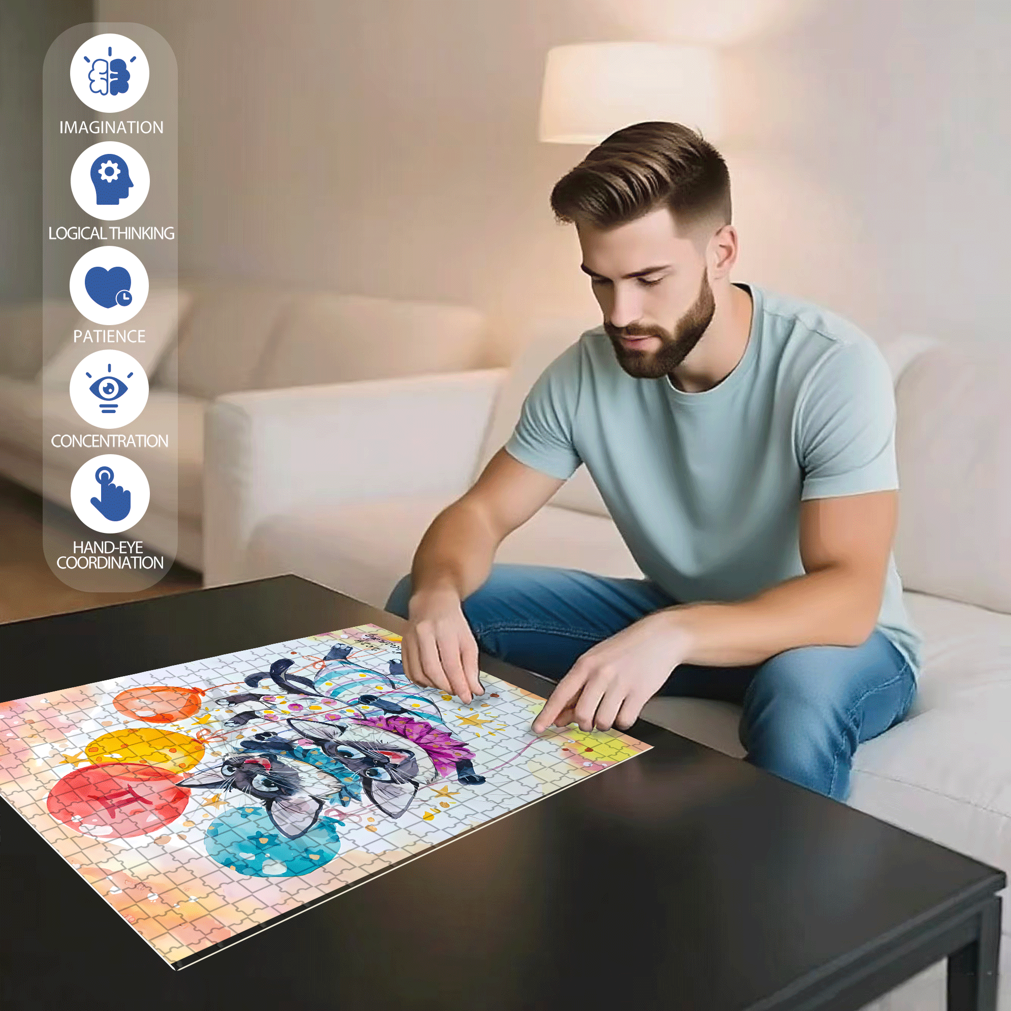 Fly 500pcs/1000pcs Jigsaw Puzzle, Scratch-Resistant, Interactive Family Game & Brain-Boosting DIY Decor, Perfect for Halloween, Christmas & New Year Gifts, Family Puzzle Game