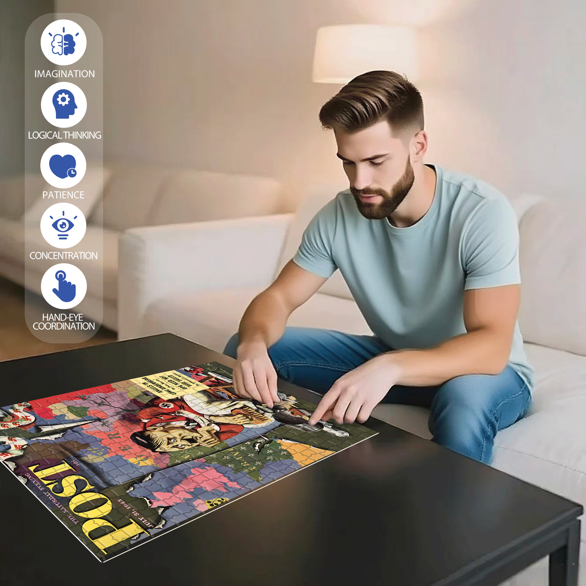 Frustration 500pcs/1000pcs Jigsaw Puzzle, Scratch-Resistant, Interactive Family Game & Brain-Boosting DIY Decor, Perfect for Halloween, Christmas & New Year Gifts, Family Puzzle Game