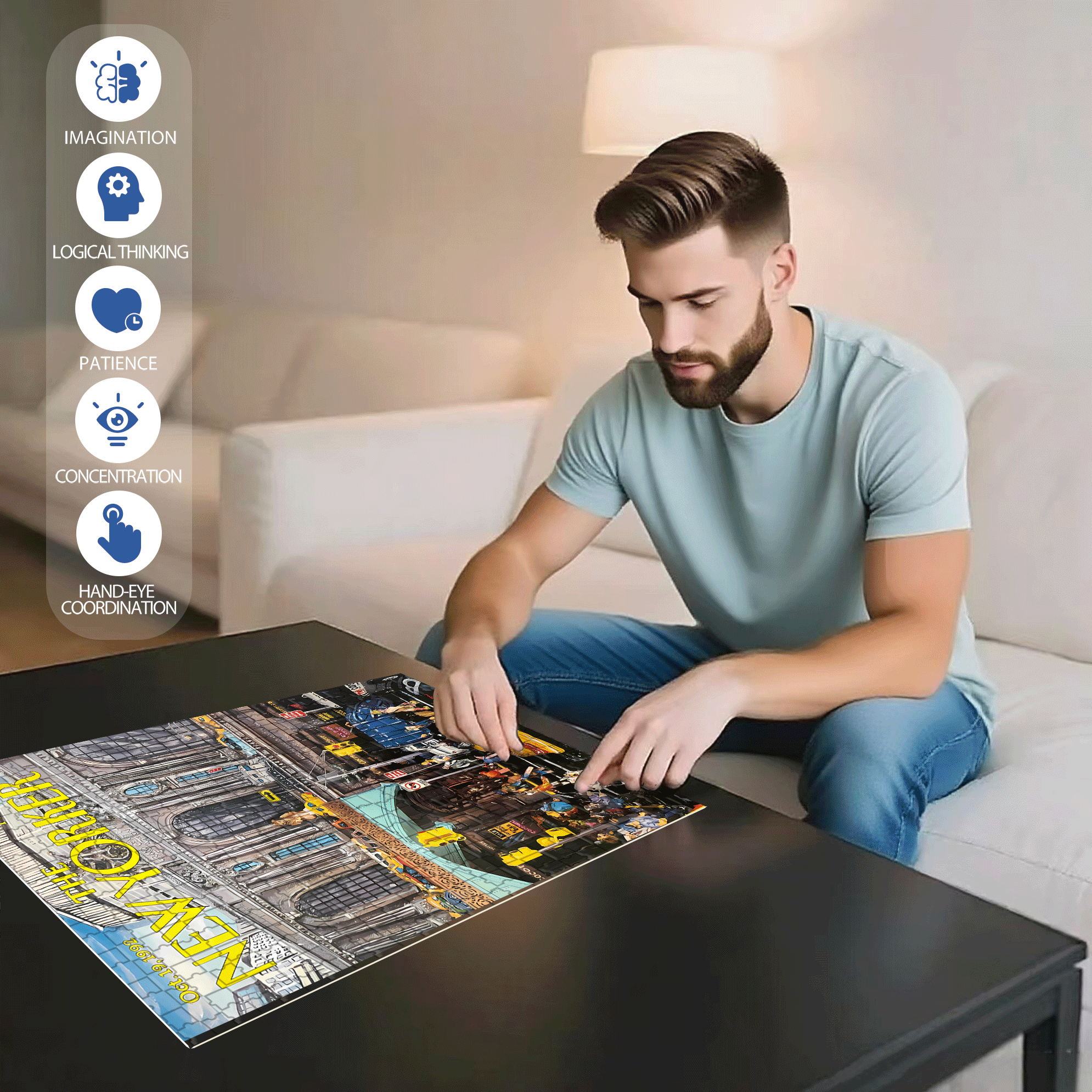 Garbage Truck 500pcs/1000pcs Jigsaw Puzzle, Scratch-Resistant, Interactive Family Game & Brain-Boosting DIY Decor, Perfect for Halloween, Christmas & New Year Gifts, Family Puzzle Game