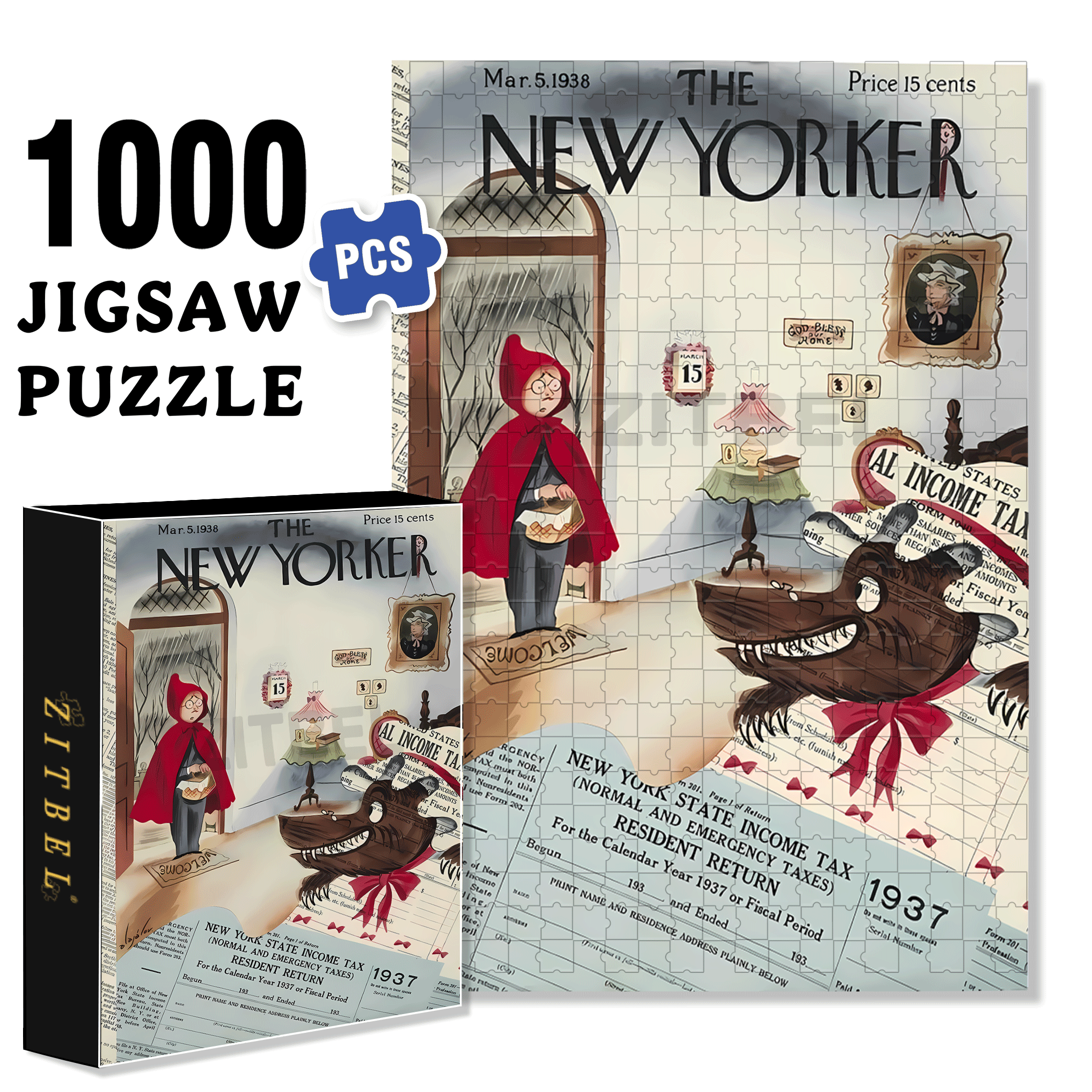 Grandma Wolf 500pcs/1000pcs Jigsaw Puzzle, Scratch-Resistant, Interactive Family Game & Brain-Boosting DIY Decor, Perfect for Halloween, Christmas & New Year Gifts, Family Puzzle Game