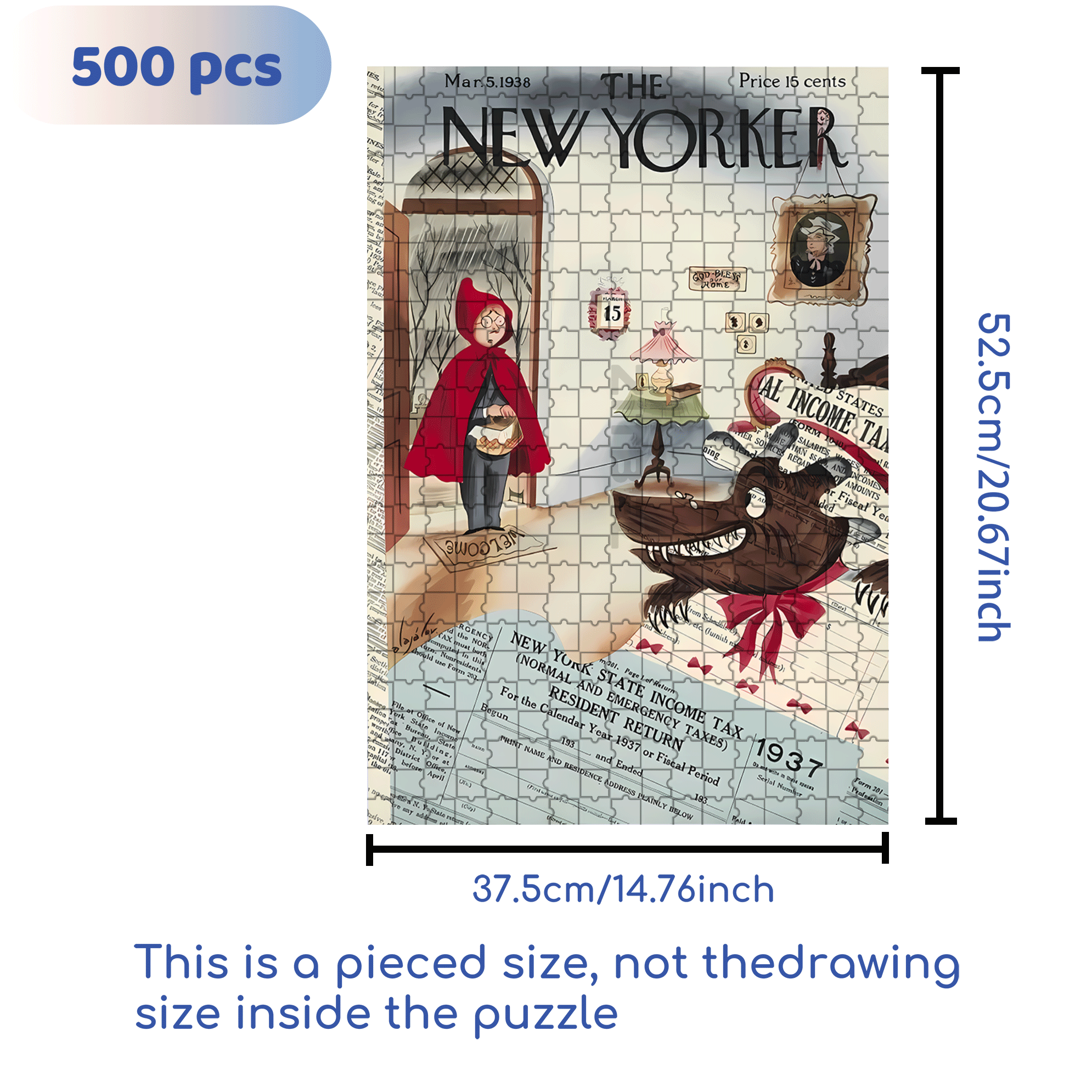 Grandma Wolf 500pcs/1000pcs Jigsaw Puzzle, Scratch-Resistant, Interactive Family Game & Brain-Boosting DIY Decor, Perfect for Halloween, Christmas & New Year Gifts, Family Puzzle Game