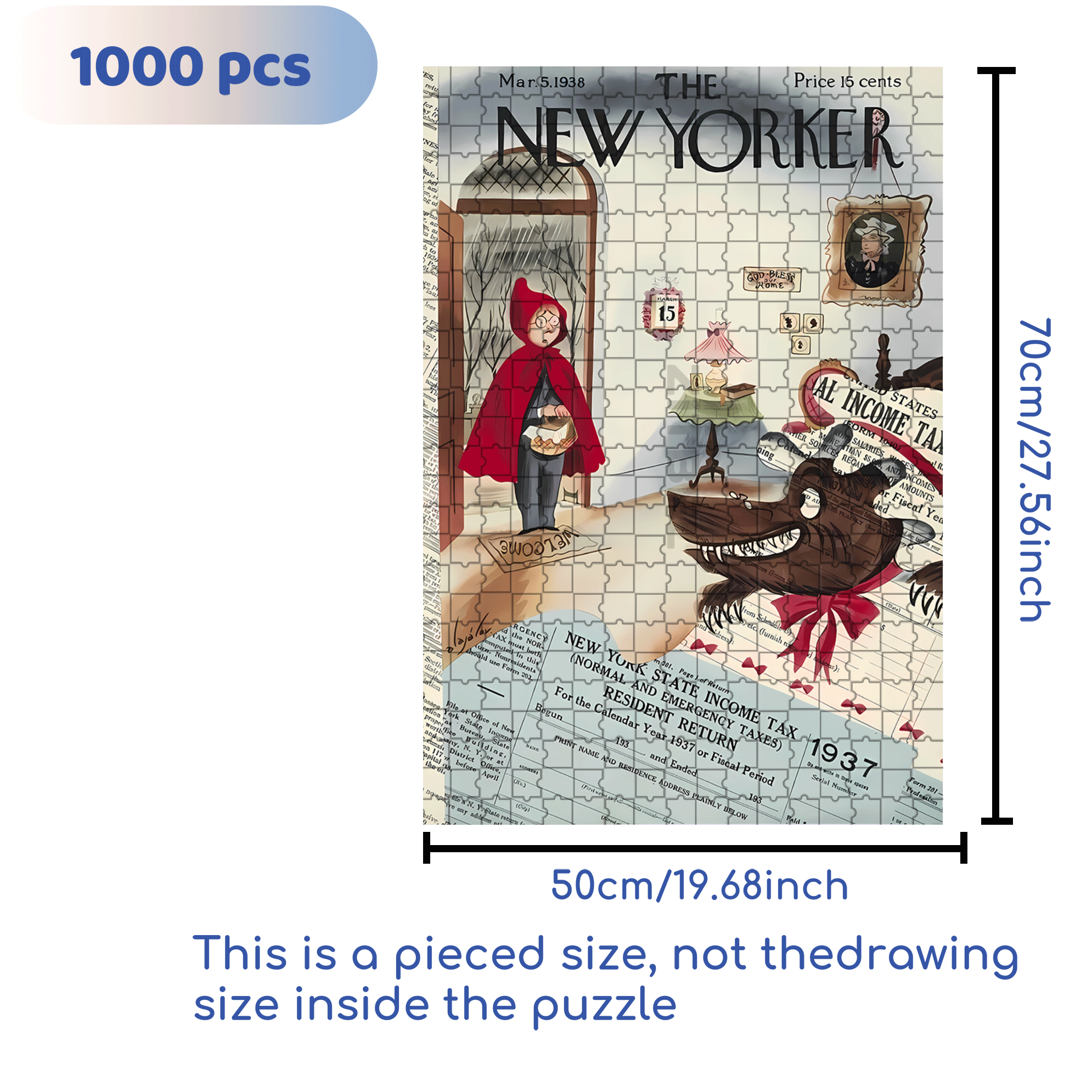 Grandma Wolf 500pcs/1000pcs Jigsaw Puzzle, Scratch-Resistant, Interactive Family Game & Brain-Boosting DIY Decor, Perfect for Halloween, Christmas & New Year Gifts, Family Puzzle Game